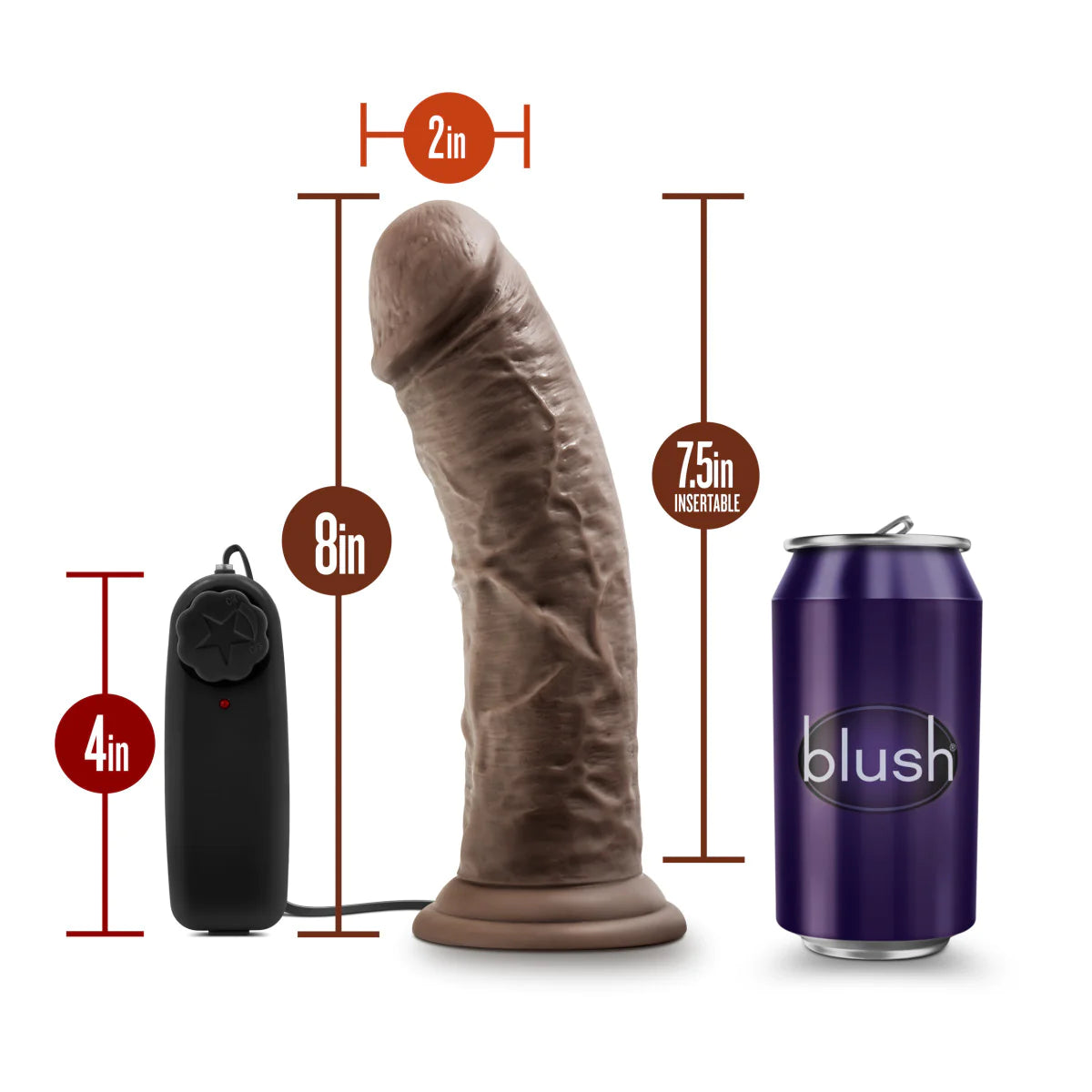 Dr. Skin Vibrating Dildo 8 Inch - Realistic Chocolate Cock for Enhanced Pleasure | Perfect for Solo Play, Couples & BDSM Scenes