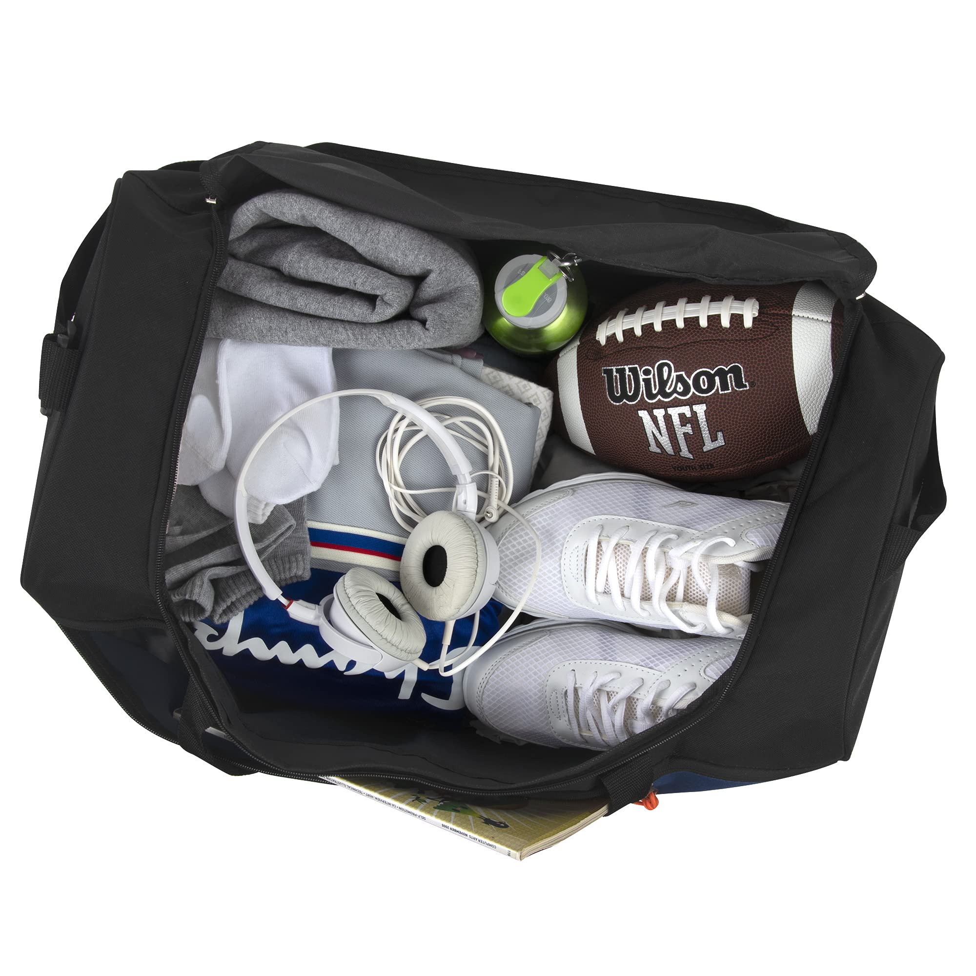 24 Pack Bulk Duffel Bags with Multiple Compartments - 55L 24 Inch Large Travel Duffle Bags for Men & Women - Perfect for Gym, Sports, Camping & Weekend Getaways