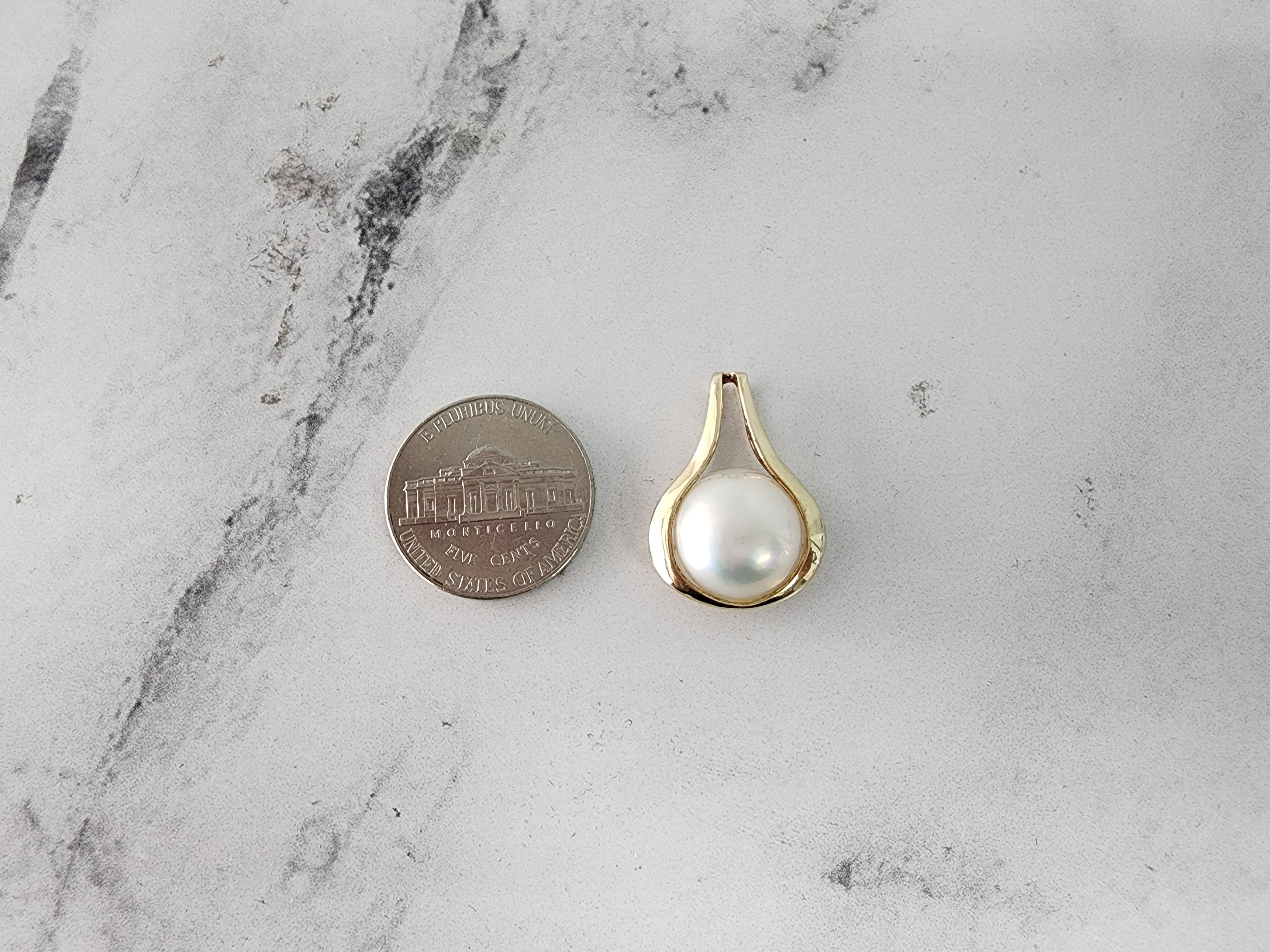 13MM Mabe Pearl Necklace with Polished Bezel Frame - Elegant Pearl Jewelry for Women, Perfect for Weddings, Parties & Special Occasions