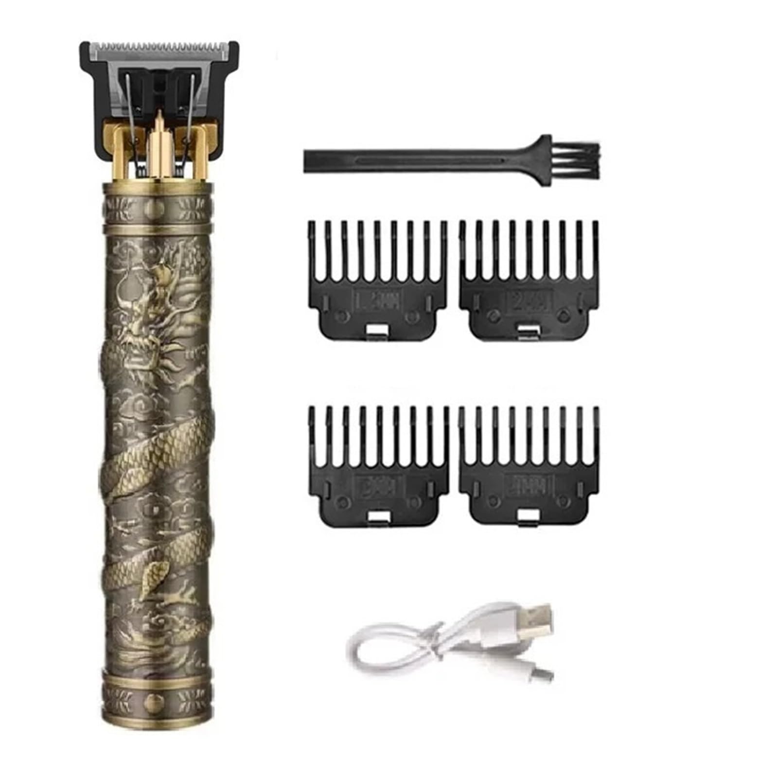 Professional T9 Rechargeable Electric Hair Clipper for Men - Vintage Barber Trimmer & Shaver - Cordless Hair Cutting Machine for Home & Salon Use (Dragon B)