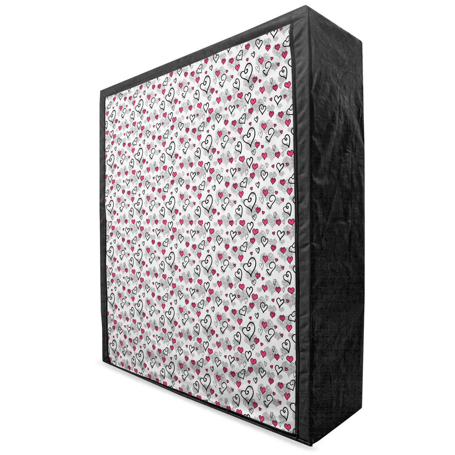 Ambesonne Love Portable Fabric Wardrobe with Shelves - Romantic Heart Sketch Design for Valentines & Birthdays - 59