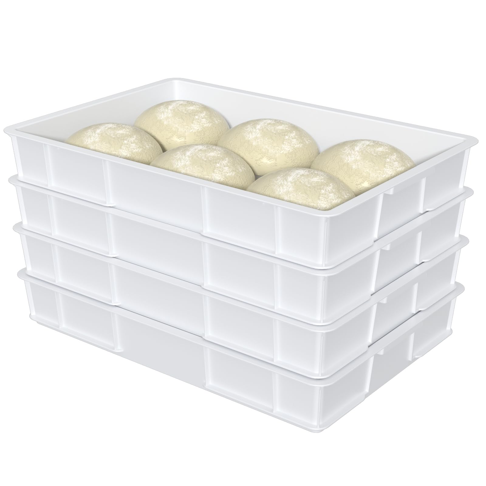 Commercial Stackable Pizza Dough Proofing Box - Large Dough Proofing Container Trays (Pack of 4) for Bakeries, Pizzerias & Home Baking | Perfect for Bulk Dough Rising & Storage