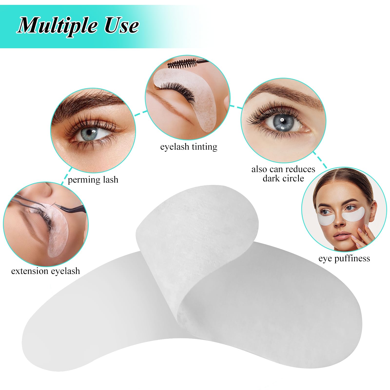 Fenshine 100 Pairs Eyelash Extension Eye Pads - Lint Free Hydrogel Under Eye Patches for Professional Lash Extensions | Gentle Protection for Sensitive Skin, Perfect for Salons & Home Lash Application