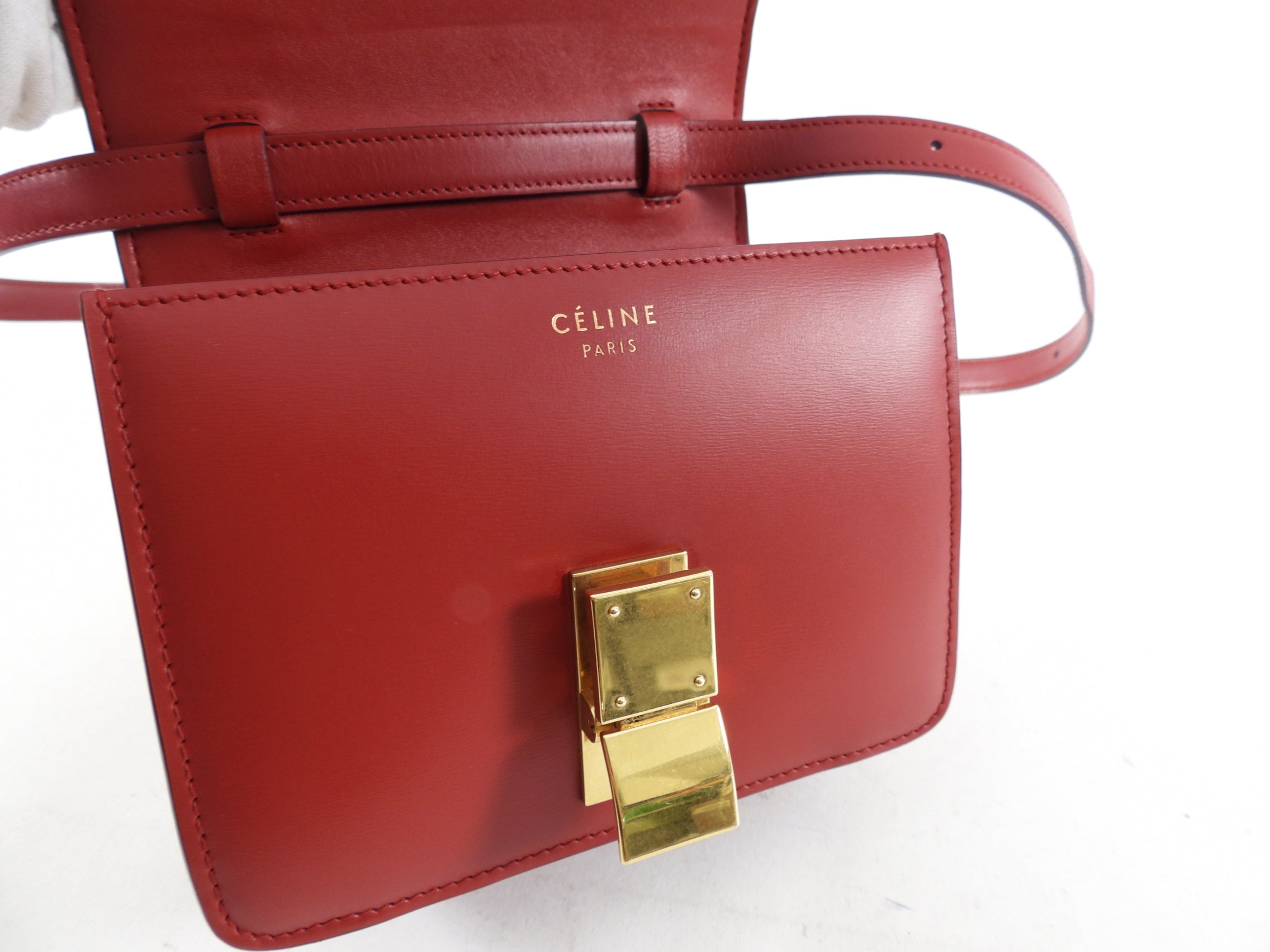 Celine Small Box Bag in Red Smooth Leather - Perfect for Everyday Use, Work & Special Occasions