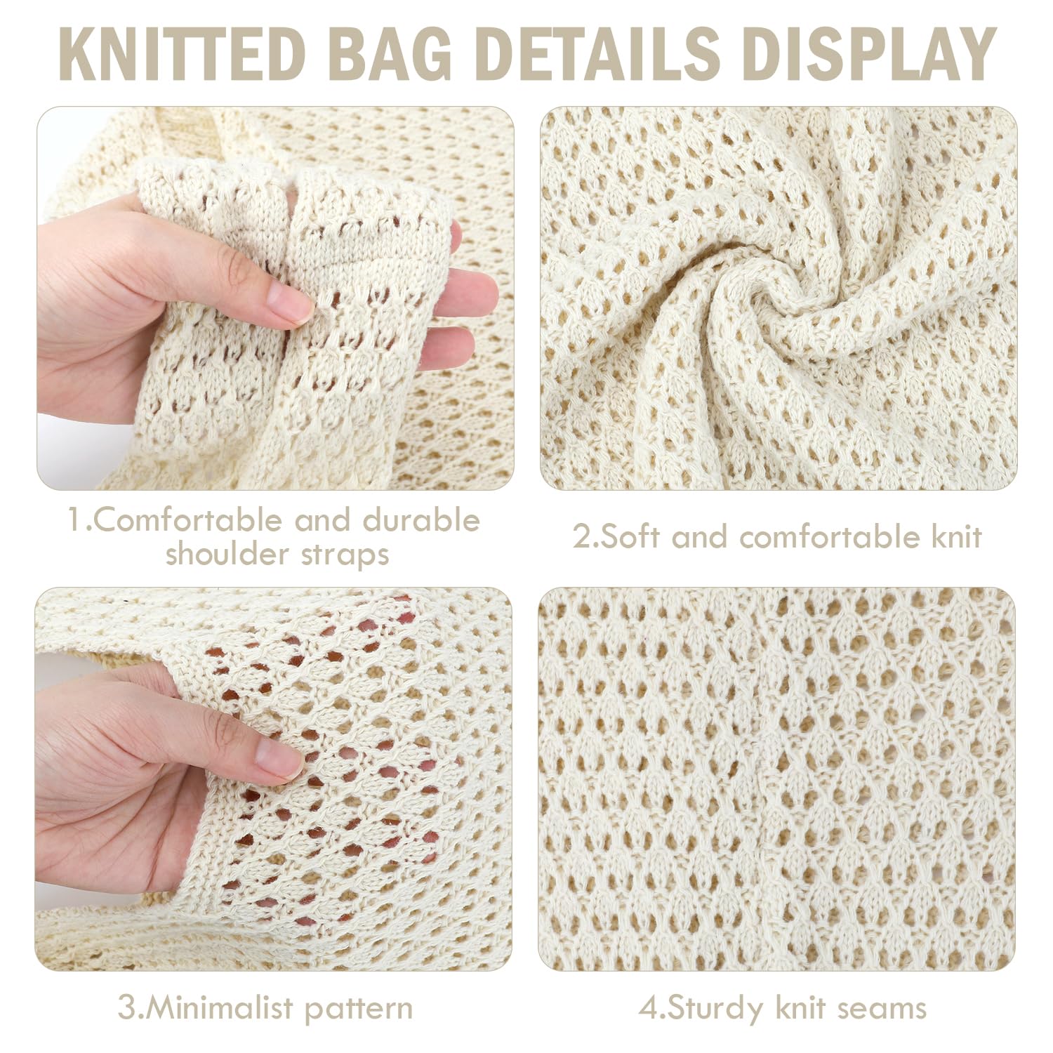 Ayieyill Crochet Tote Bag for Women - Boho Knit Beach Bag with Mesh Design, Summer Vacation Essential, Perfect for Poolside, Picnics & Farmers Market Shopping