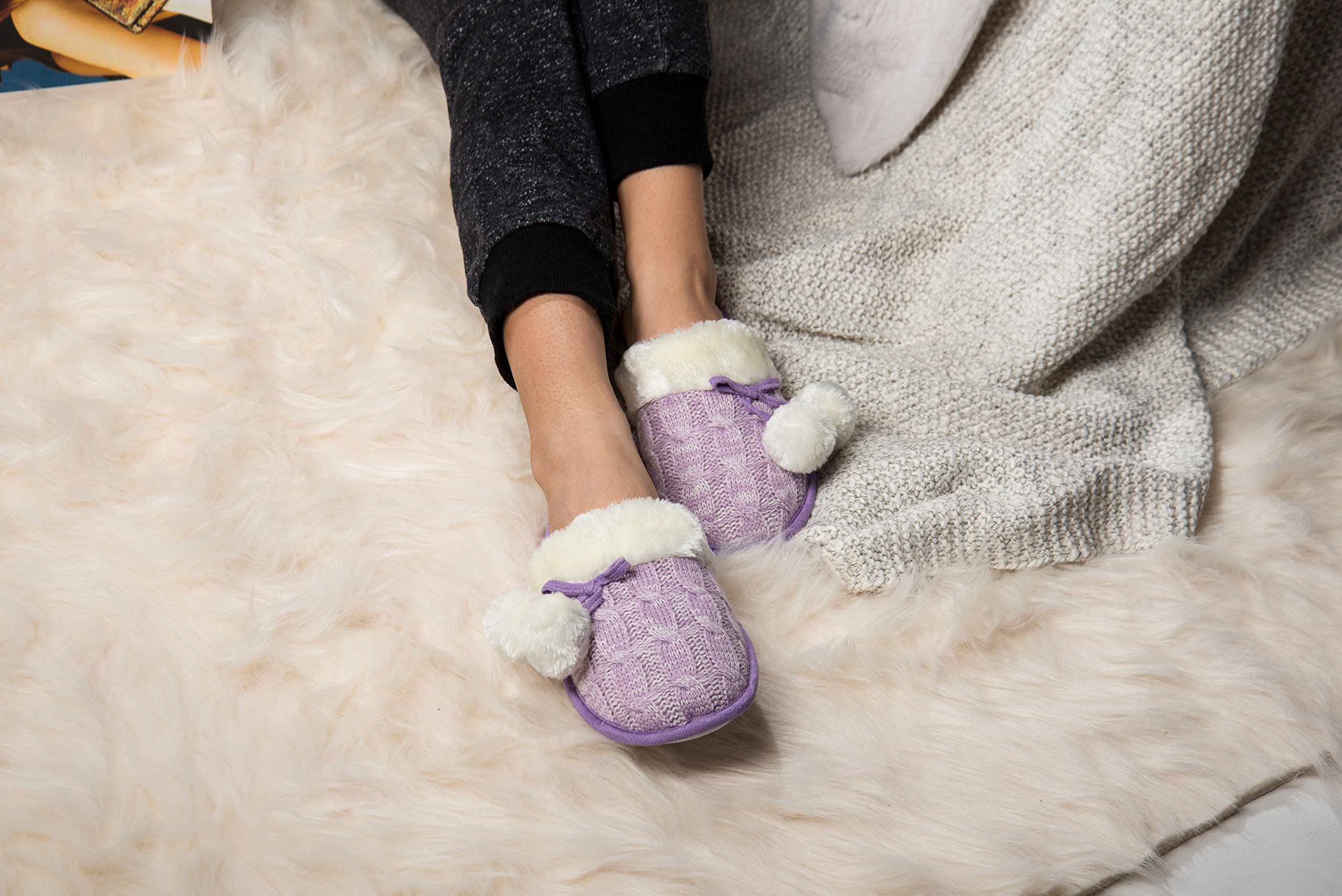 Women's Memory Foam Knit Slippers - Soft Indoor House Shoes with Breathable Weave Design for Home, Bedroom & Lounge Comfort (Pink/Blue/Gray) - Cozy Footwear for Relaxing, Yoga & Cold Winter Nights