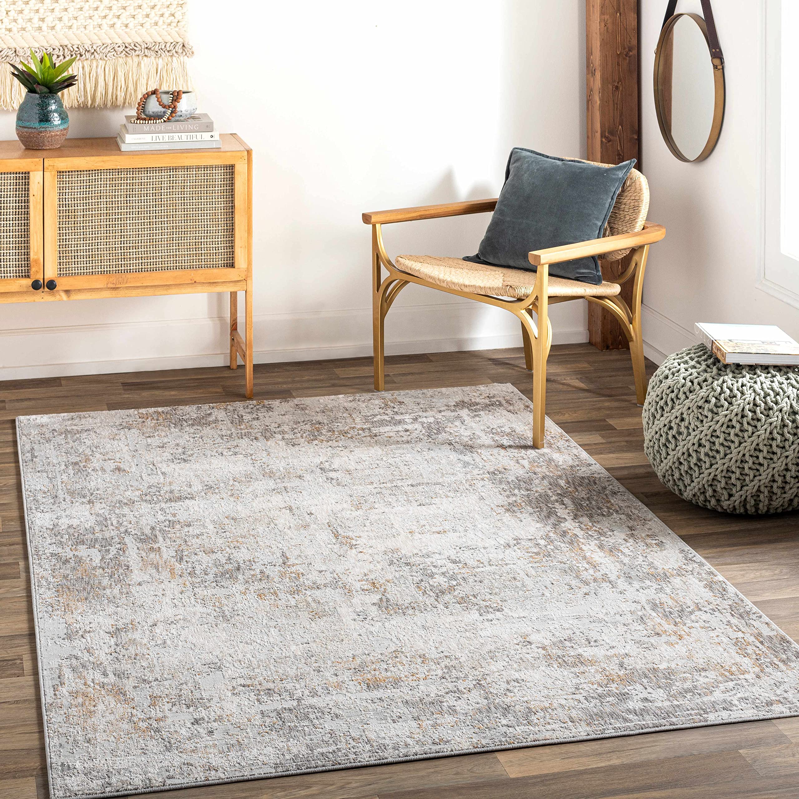 Hauteloom Dowell Modern Area Rug for Living Room & Bedroom - Soft & Durable - Brown, Blue, Gray - 2' x 3' - Perfect for Home Decor, Cozy Spaces & High Traffic Areas