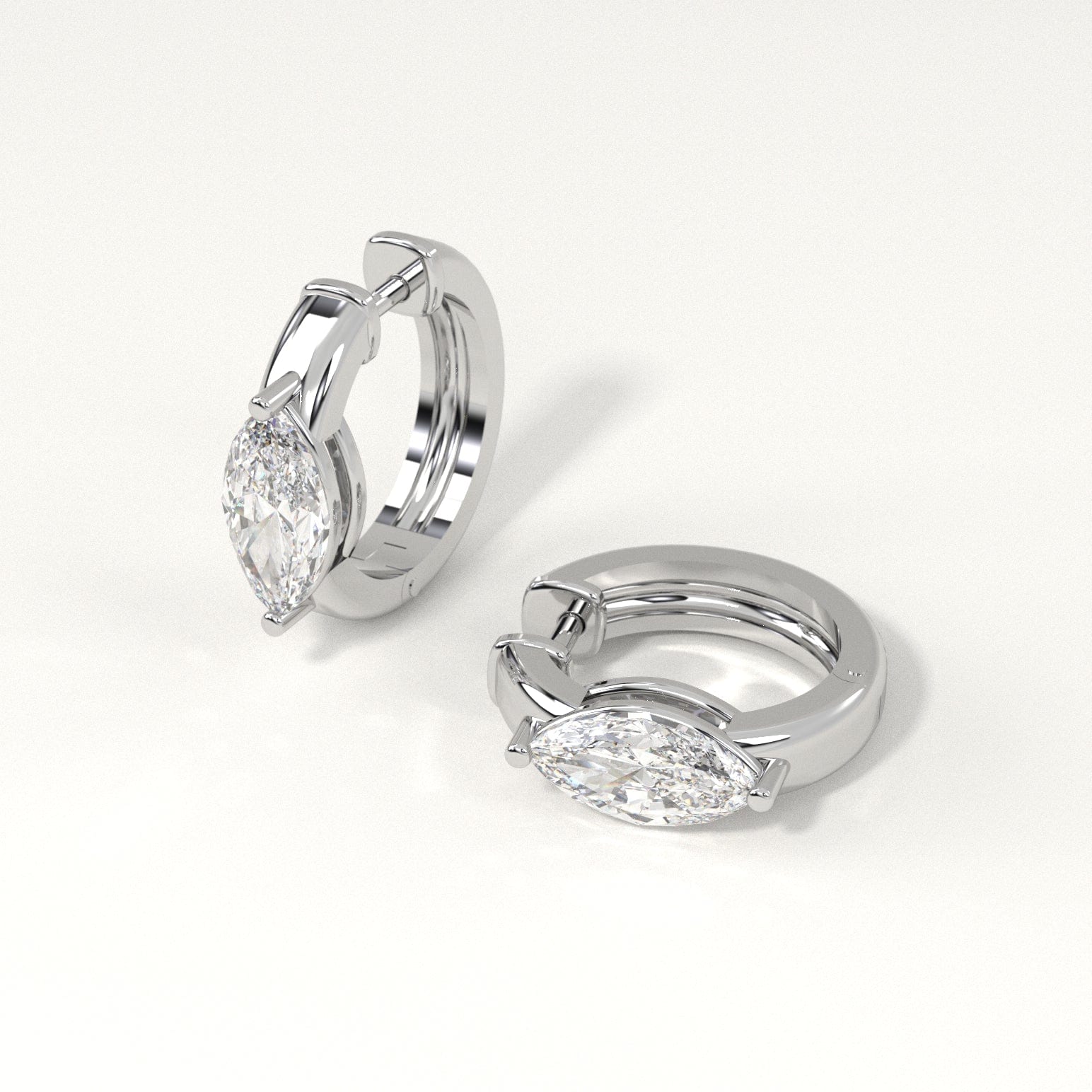 2 Carat Marquise Cut Diamond Hoop Earrings - 14K White Gold Dangle Earrings for Women - Perfect for Weddings, Parties & Special Occasions