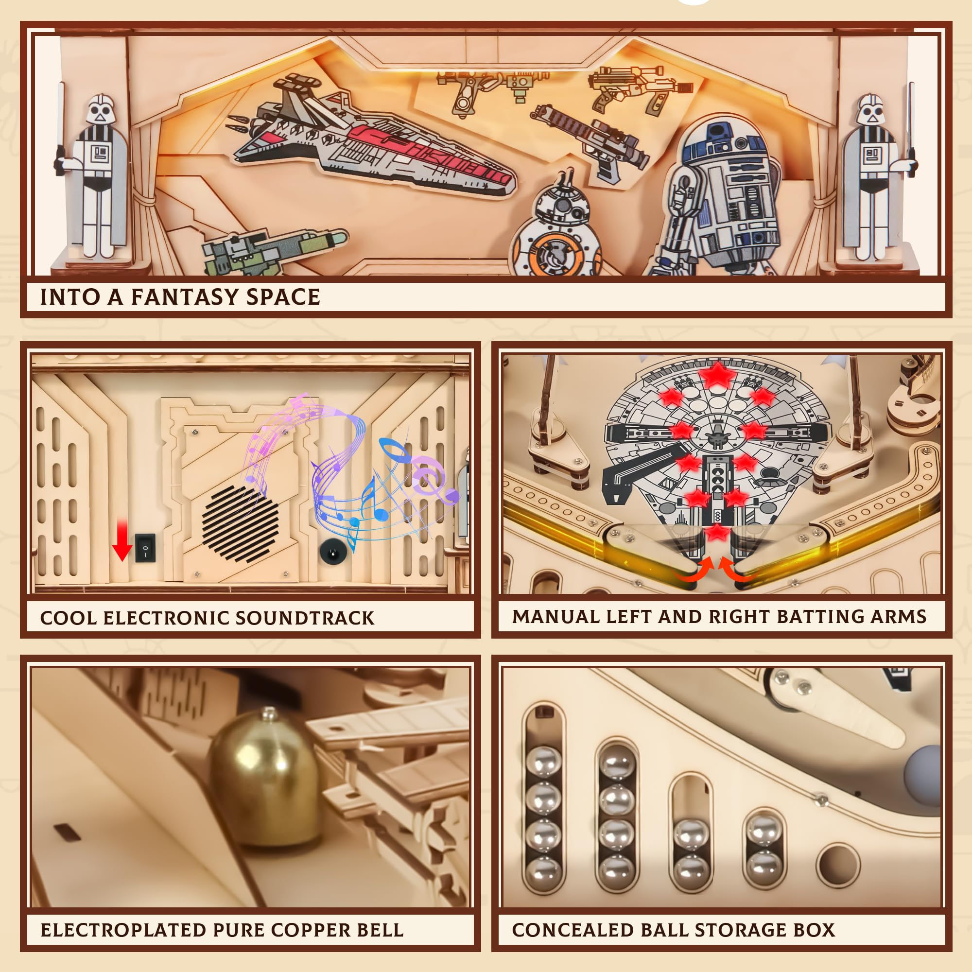 DIY Miniature Pinball Machine Kit - 3D Wooden Puzzle for Adults & Teens 14+ - Creative Wood Model Building Set - Perfect Gift for Gamers & Hobbyists - Fun Home Decor & STEM Learning Activity