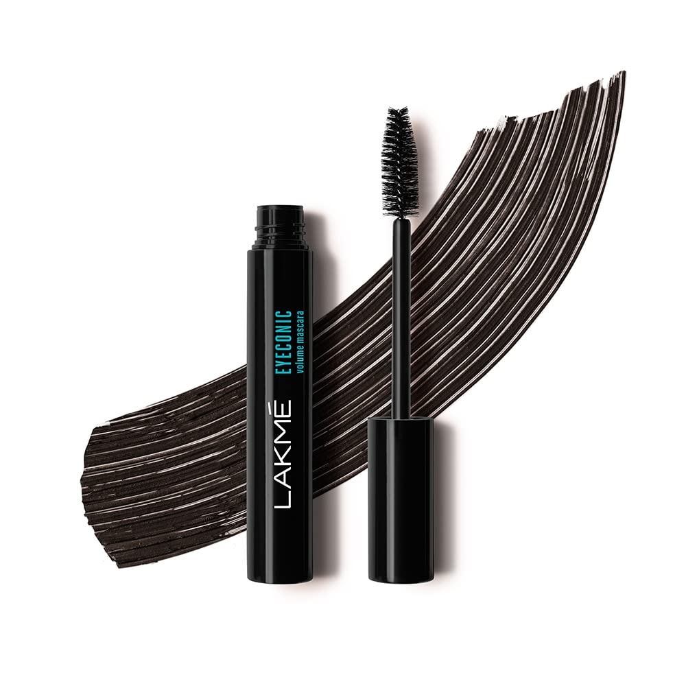 Lakmé Eyeconic Volumizing Mascara - 8.5ml Black Lengthening & Volumizing Mascara for Dramatic Lashes | Perfect for Day to Night Makeup Looks