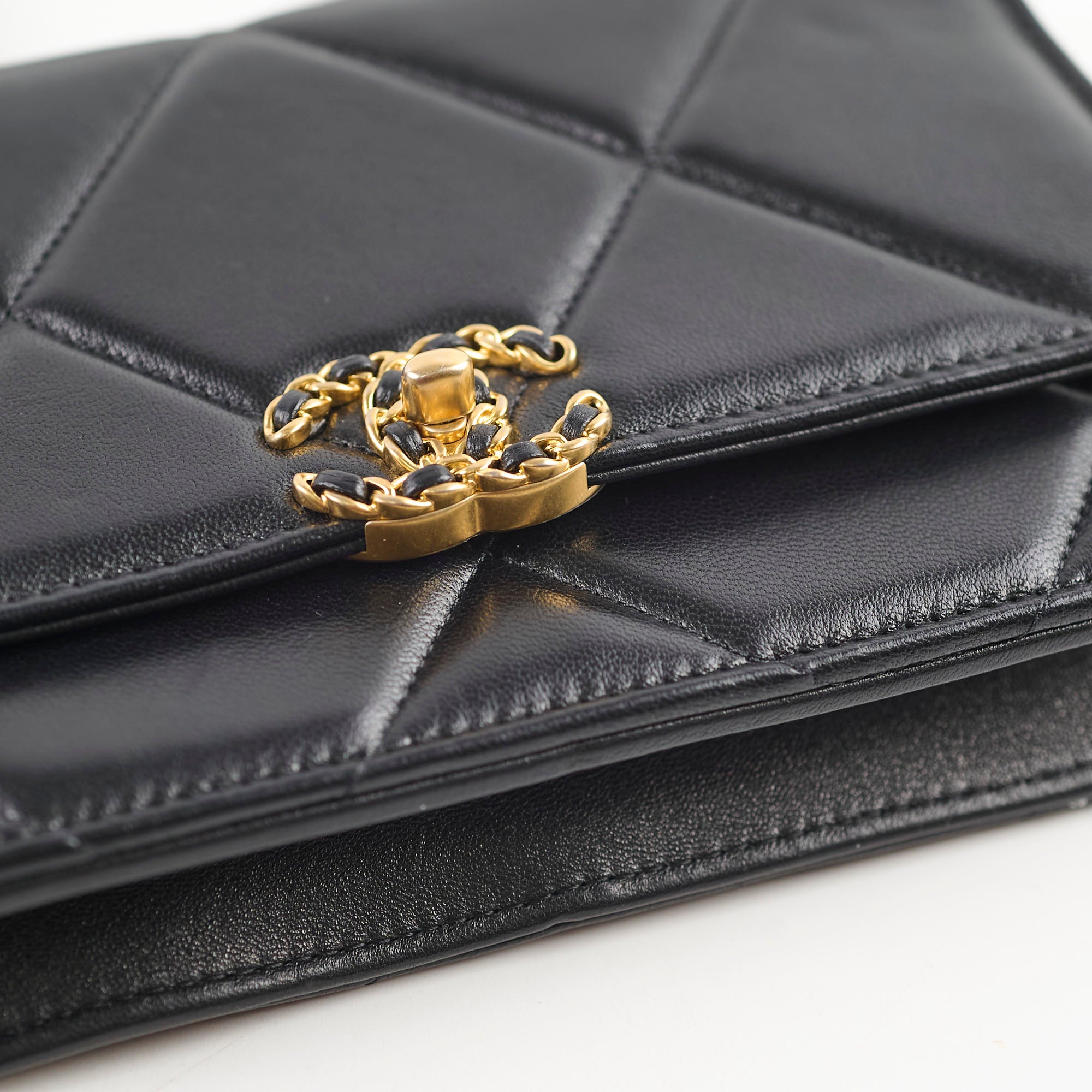 Chanel 19 Wallet On Chain WOC Lambskin Leather Black Crossbody Bag - Luxury Designer Handbag for Women, Perfect for Evening Events & Daily Use
