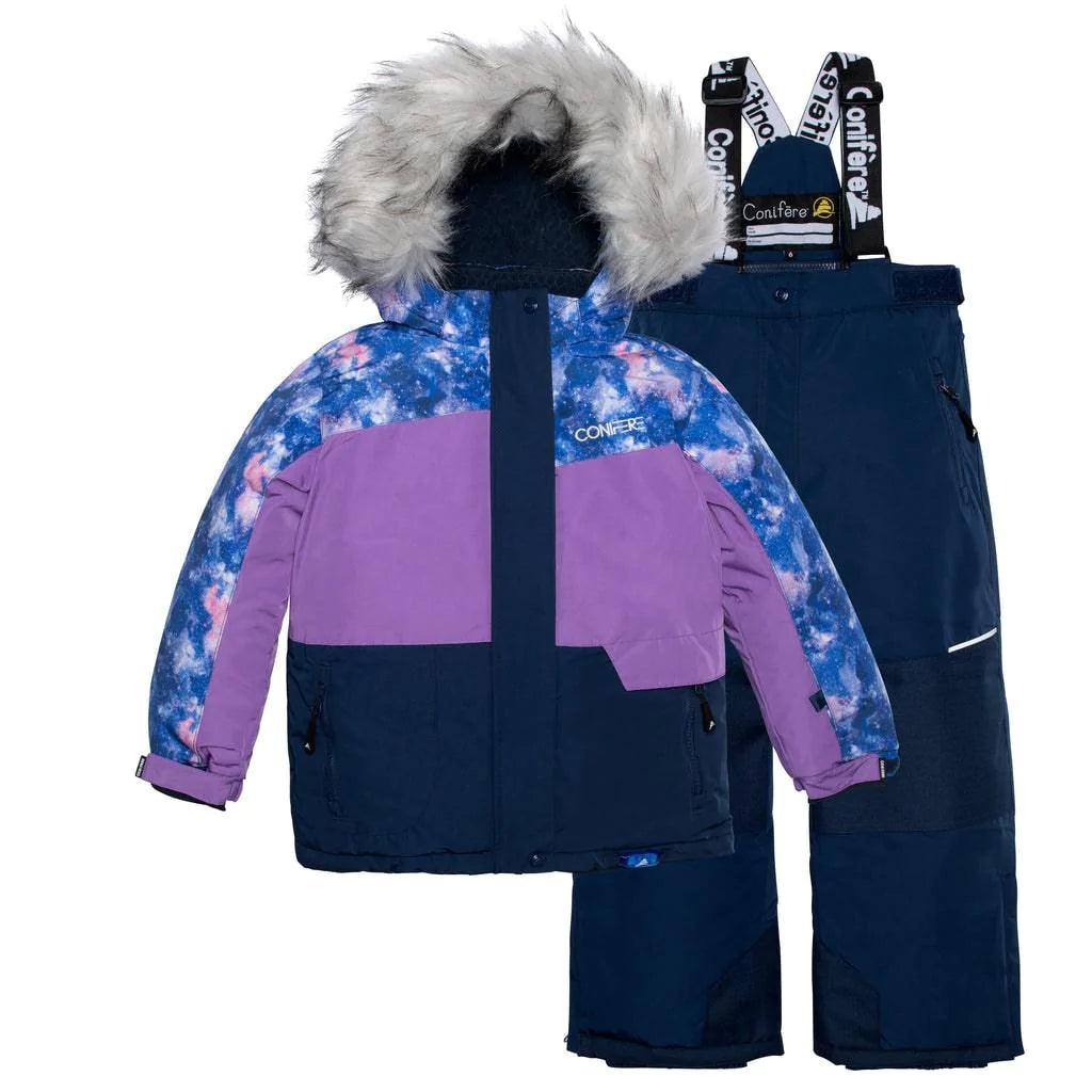 Conifere Billow Charm Girls Snowsuit Set - Waterproof Winter Snowsuit for Toddler Girls (Ages 2-4) | Navy Blue | Outdoor Snow Play & Skiing Outfit