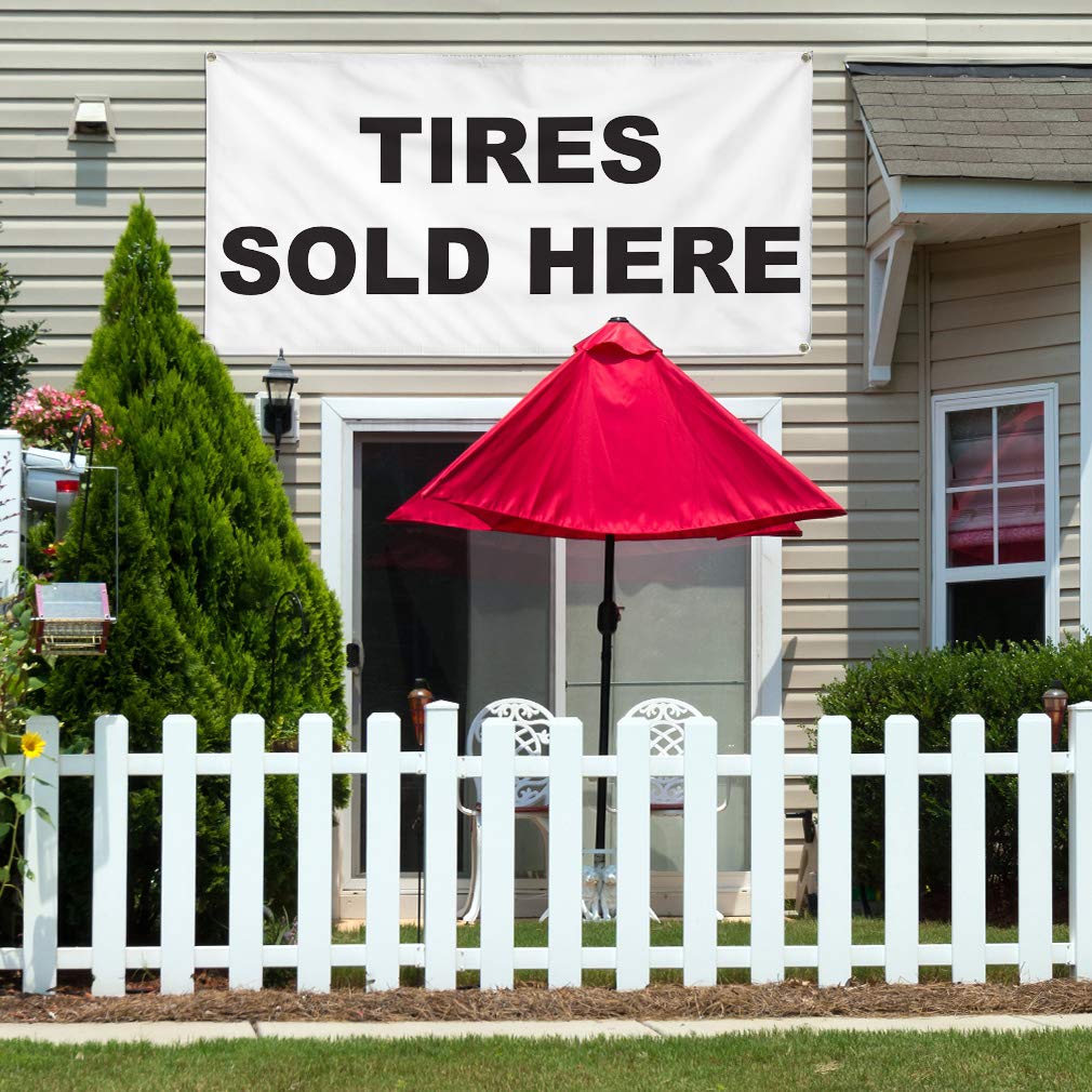 60x144 Inches Heavy-Duty Vinyl Banner - Weatherproof Outdoor Sign for Auto Repair Shops, Car Dealers & Industrial Yards - Multiple Sizes Available with 10 Grommets - Perfect for Advertising Tires, Services & Promotions