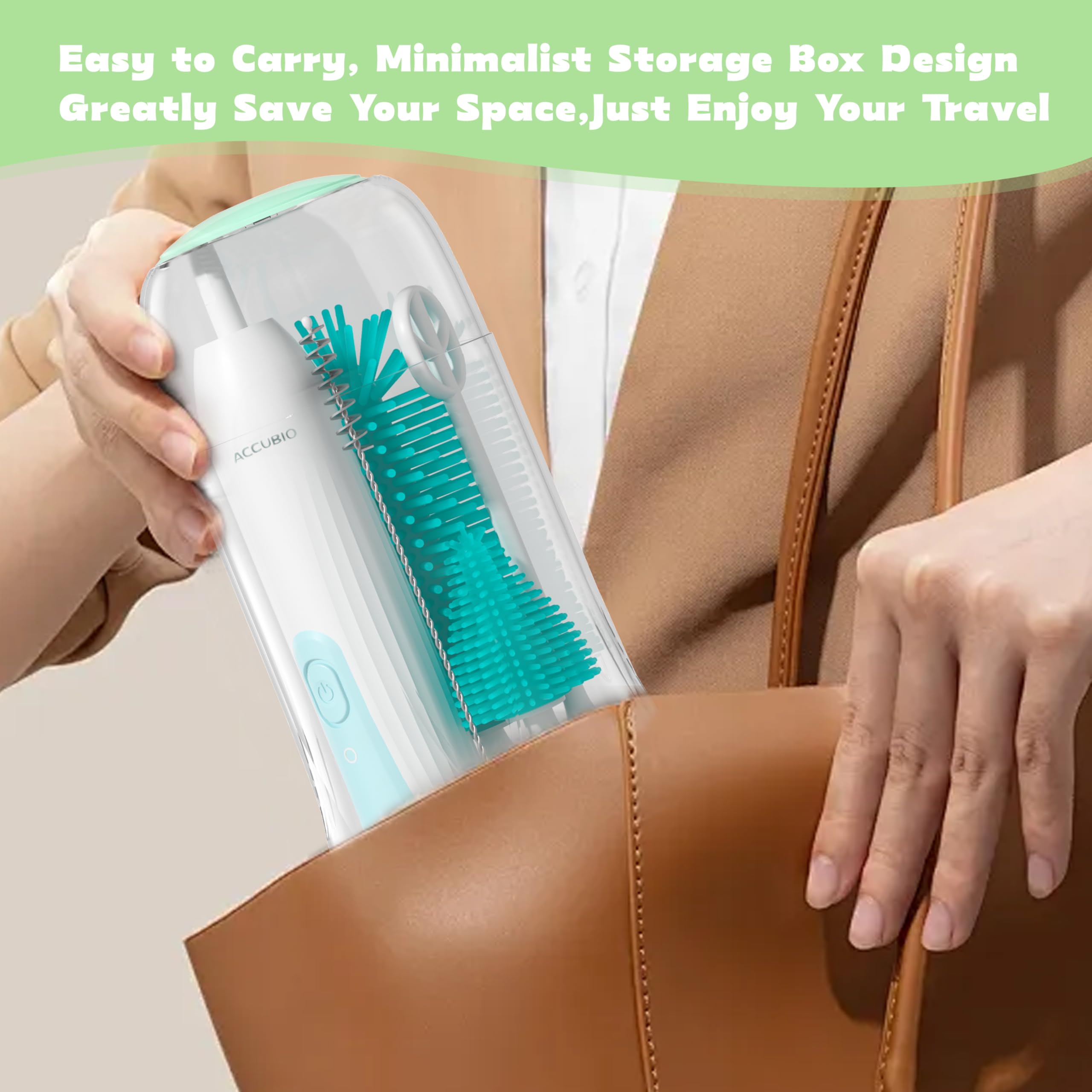 Rechargeable Electric Bottle Brush Cleaner - Automatic Baby Bottle Cleaning Kit with Waterproof Design, Multi-Purpose Cleaning Brush for Bottles, Cups & Kitchenware (Green) | Perfect for Baby Bottles, Travel Mugs & Hard-to-Clean Containers