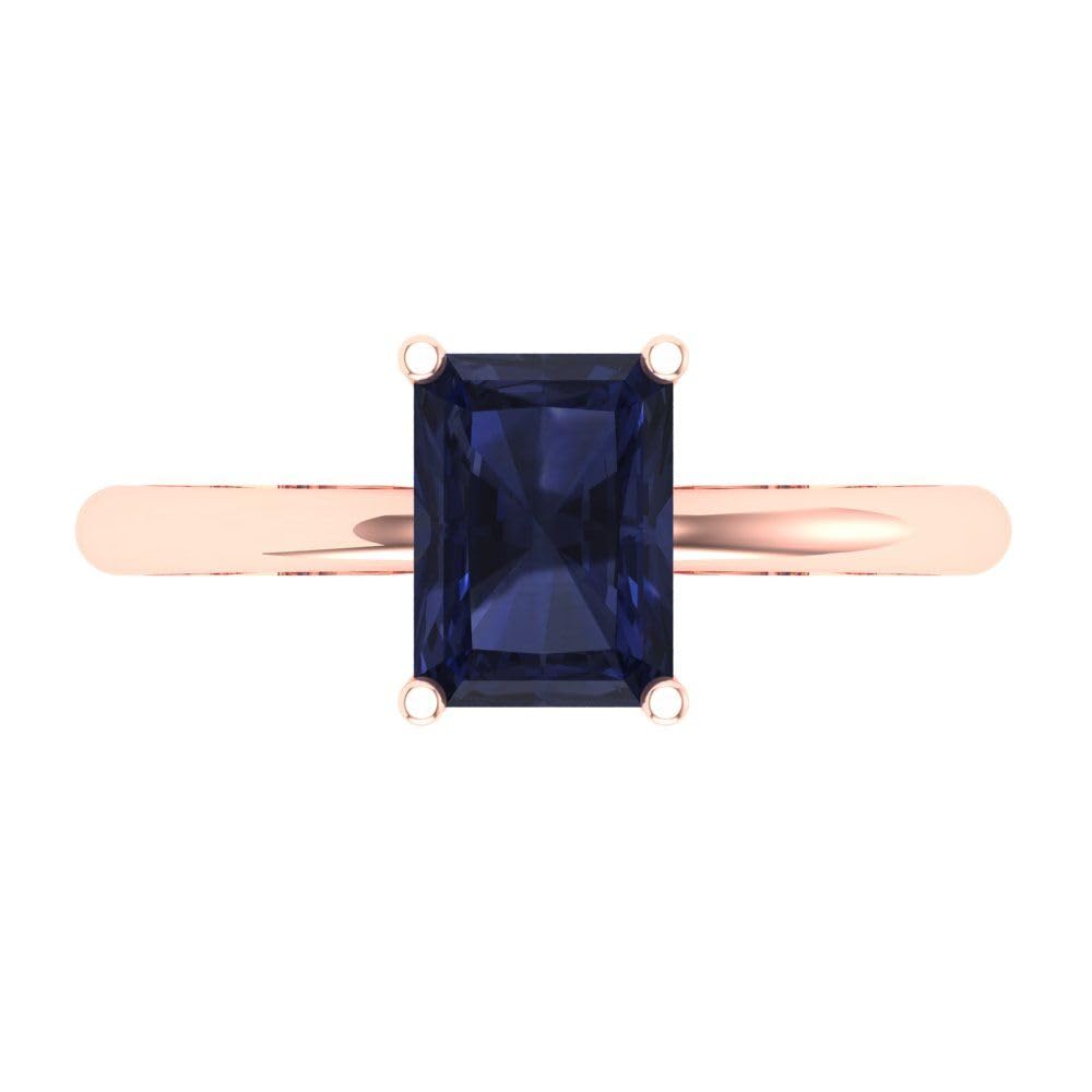 1.75ct Radiant Cut VVS1 Blue Sapphire Solitaire Engagement Ring - 14k Rose Gold Wedding Band for Women | Anniversary, Bridal Jewelry Gift for Her | Perfect for Proposals, Weddings & Special Occasions