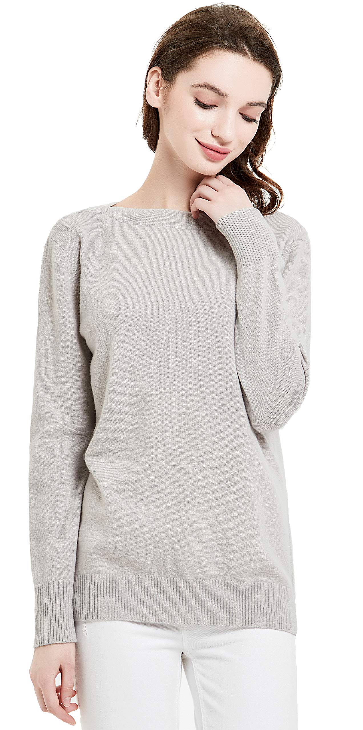 100% Pure Cashmere Women's Boatneck Pullover Sweater - Soft & Comfortable Winter Knitwear for Casual Wear & Office Outfits