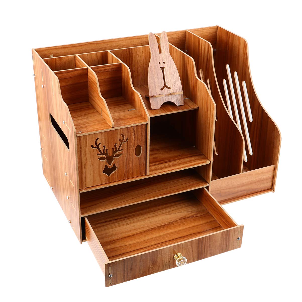 DOITOOL Wooden Desktop Storage Box - File Organizer, Bookshelf & Office Supplies for Paper Files, Books & Documents - Perfect for Home Office, Study & Workspace Organization