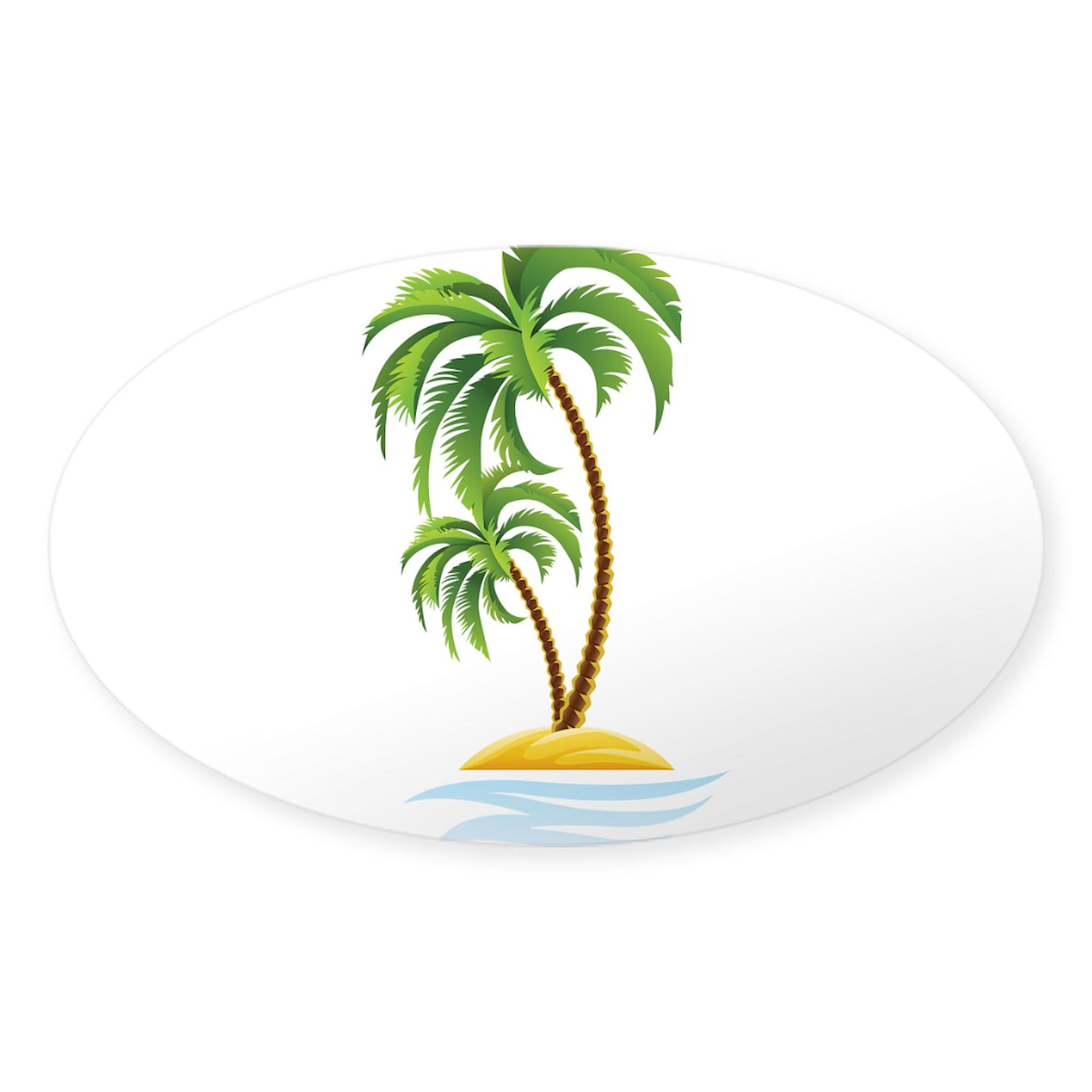 Palm Tree Car Sticker - Oval Bumper Decal for Cars & Laptops