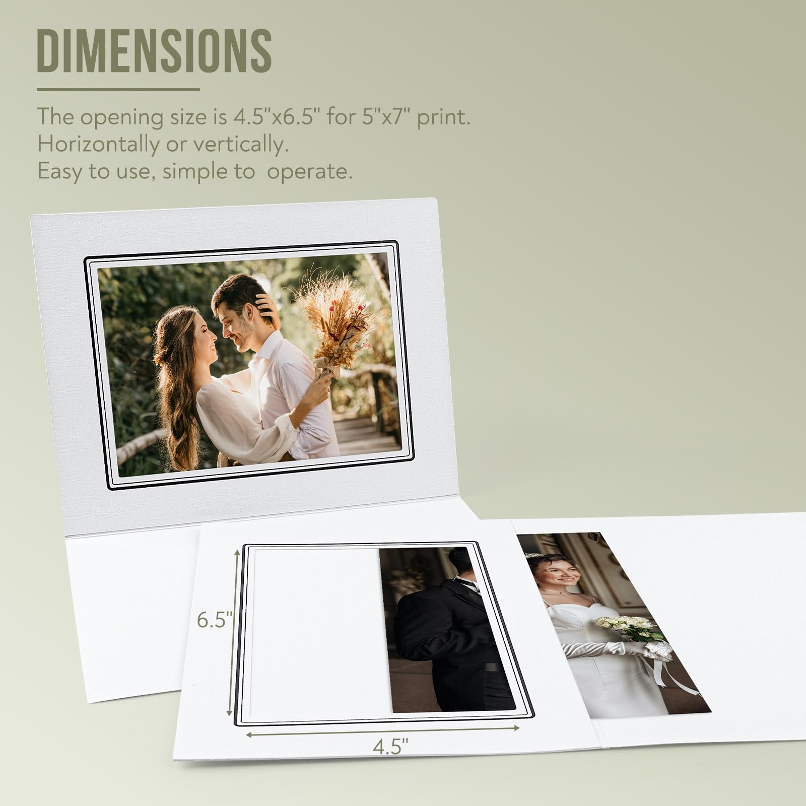 50 Pack 5x7 Photo Folders - White Cardboard Picture Frame with Black Lining | Greeting Cards & Invitations for Graduation, Wedding, Christmas | Perfect for Scrapbooking, Memory Keepsakes & Special Events
