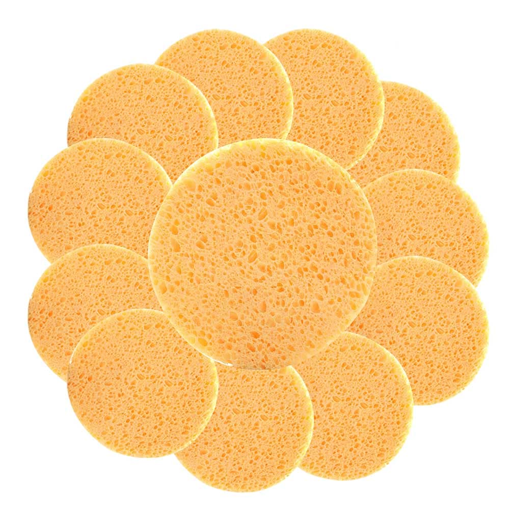 12Pcs Large Reusable Natural Face Sponges - Makeup Remover & Cleansing Puff for Facial Cleaning, SPA & Daily Skincare | Eco-Friendly Cellulose Sponge Pads for Gentle Exfoliation & Deep Cleansing | Perfect for Makeup Removal, Face Mask Application & Sensitive Skin Care