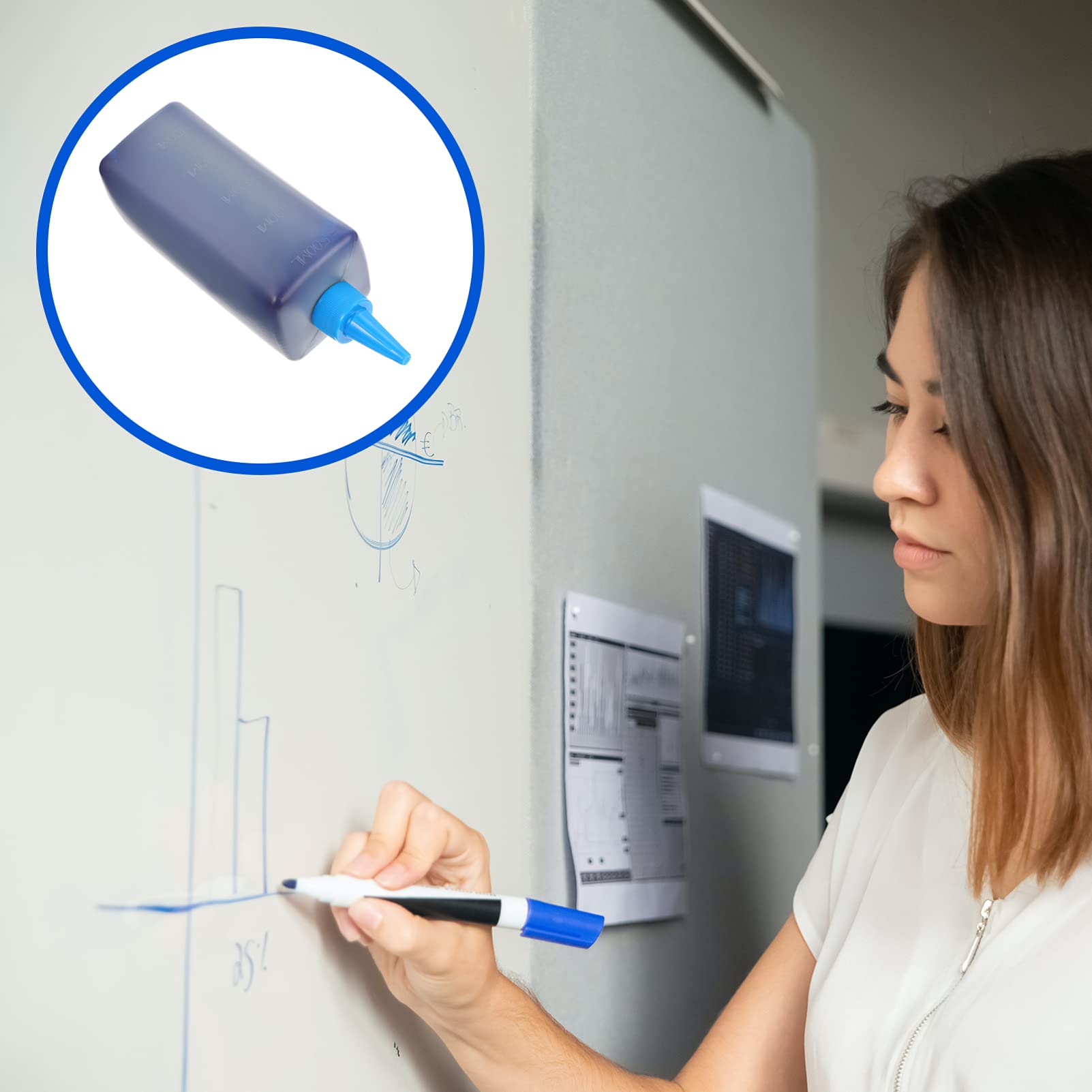TOYANDONA Blue Whiteboard Marker Refill Ink - 500ML Bottle for Blackboard & Office Supplies - Ideal for Teachers, Students & Office Use