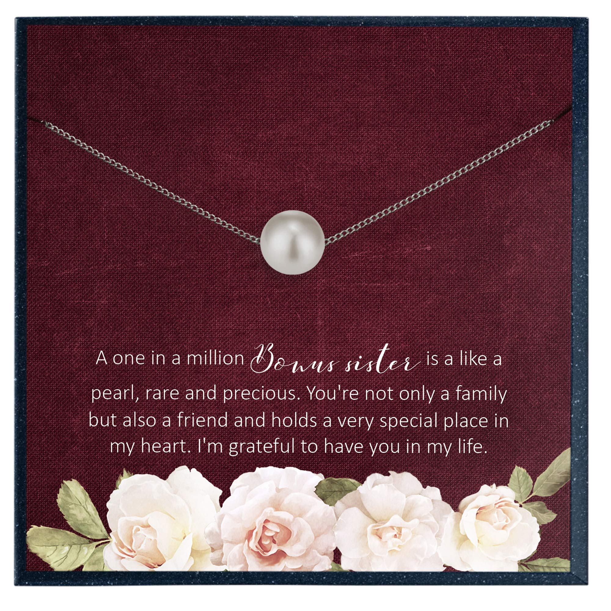 Grace of Pearl One in a Million Necklace - Personalized Jewelry Gift for Sister-in-Law, Bonus Sister & Step Sister - Engraved Sentimental Message - Perfect for Birthdays, Anniversaries & Special Occasions