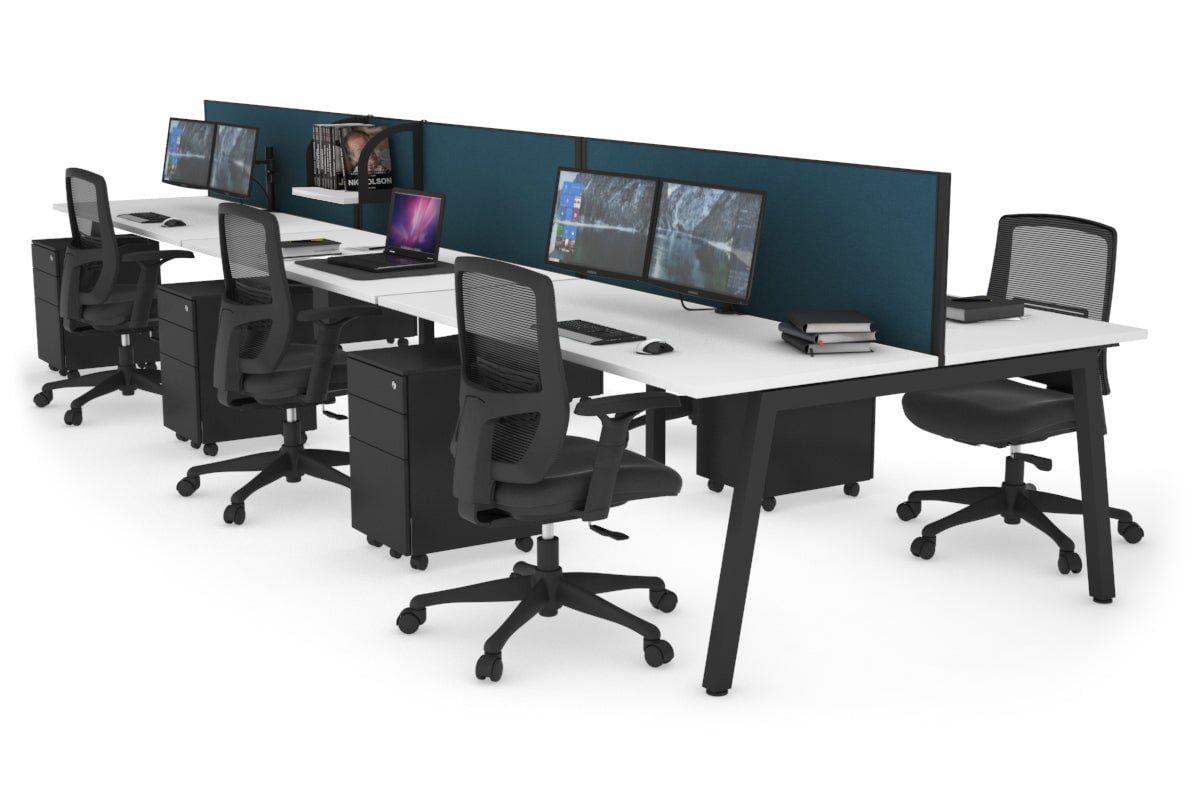 Quadro 6-Person Office Workstation Desk - 1600L x 700W Dimensions - Perfect for Team Collaboration, Conference Rooms & Open Office Spaces