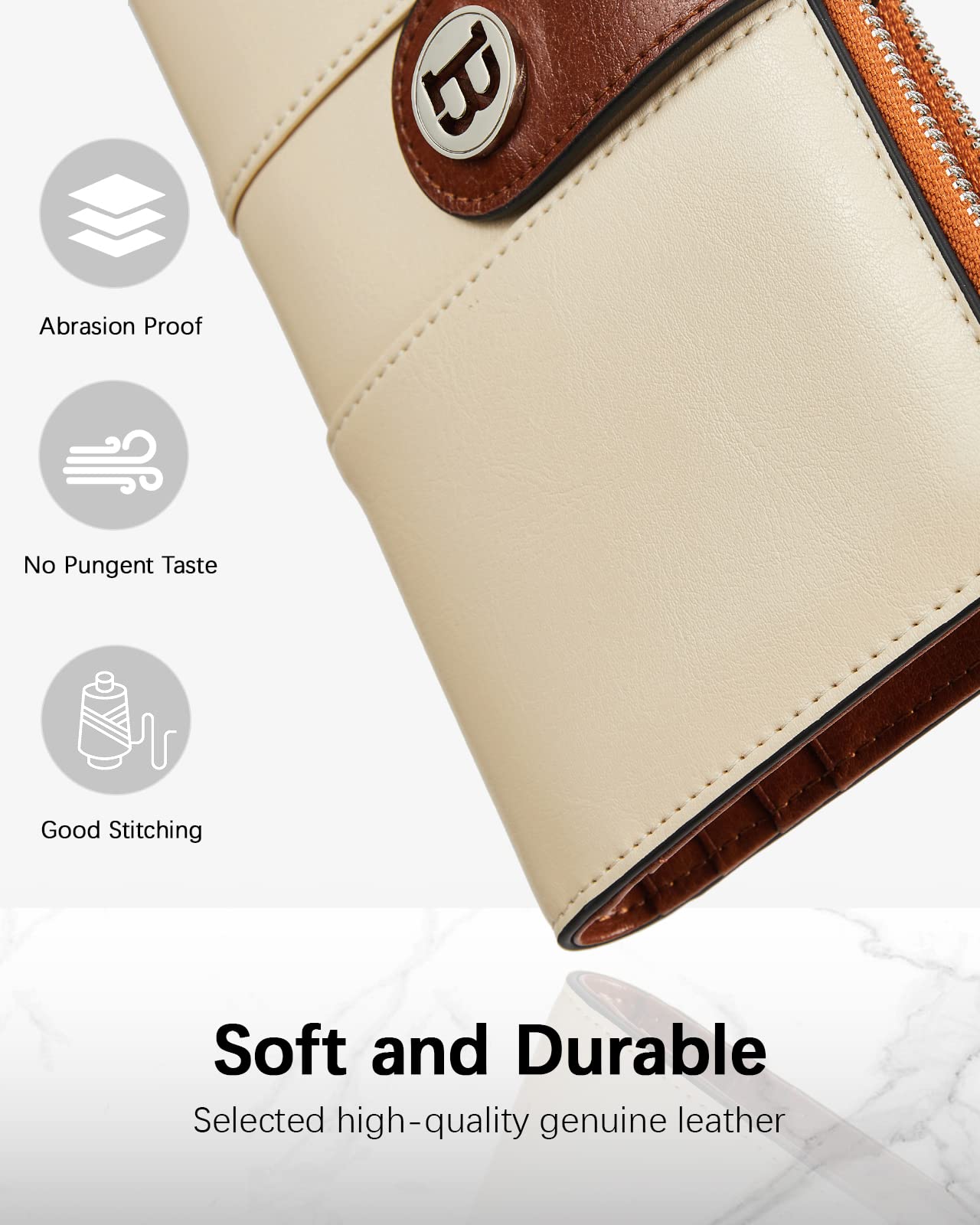 BOSTANTEN Women's Leather Wallet with RFID Blocking - Large Capacity Trifold Card Holder & Phone Clutch for Everyday Use, Travel, and Business (Gift Idea)