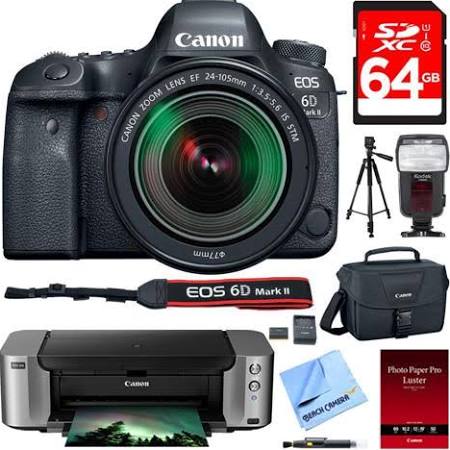 Canon EOS 6D Mark II DSLR Camera with 24-105mm f/3.5-5.6 Lens & PIXMA PRO-100 Printer - Professional Photography Bundle for Wedding, Portrait & Landscape Shooting