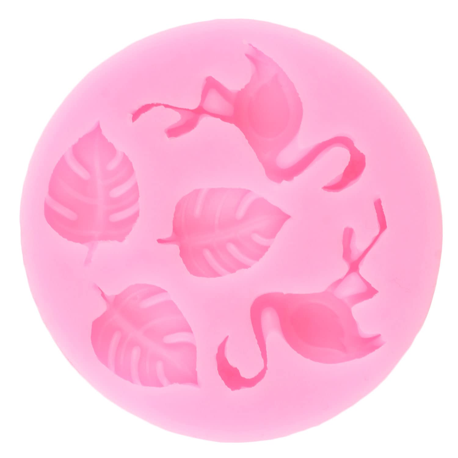 Tropical Leaf Silicone Molds Set of 4 - Flamingo & Monstera Leaves Fondant Mold for Cake Decorating, Cupcake Toppers, Candy, Polymer Clay, Chocolate & Gum Paste - Perfect for DIY Baking, Wedding Cakes, Birthday Parties & Home Decor