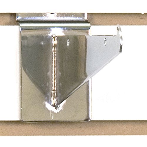 Heavy Duty 6 Inch Slatwall Chrome Shelf Bracket - Pack of 10 - Perfect for Retail Stores, Garages & Home Organization