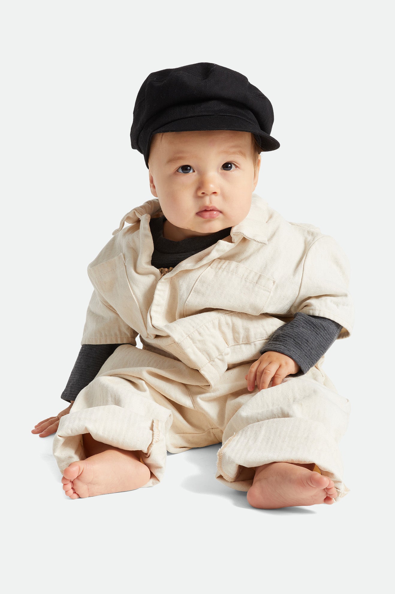 Black Baby Fiddler Cap - Soft Cotton Infant Beanie for Newborns & Toddlers - Perfect for Outdoor Play, Photo Shoots & Cold Weather Protection