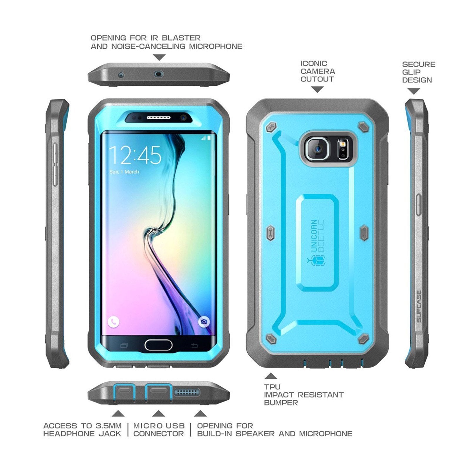 Samsung Galaxy S6 Edge Unicorn Beetle Pro Rugged Holster Case - Heavy Duty Protection with Kickstand (White) - Perfect for Outdoor Activities, Construction Work & Extreme Sports