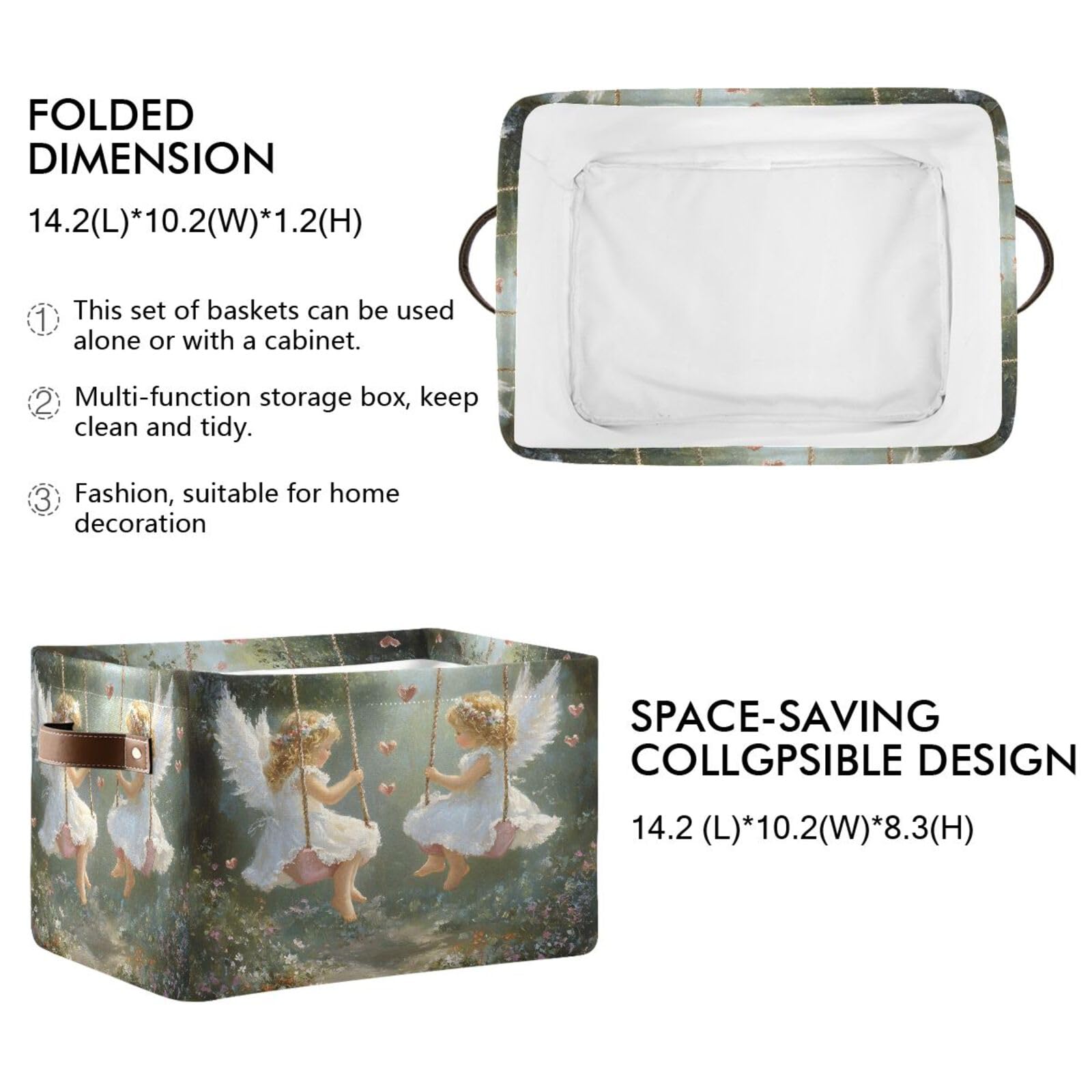 Foldable Canvas Storage Basket with Handle - 2 Pack Decorative Organizer Bin for Home, Closet & Bedroom | Perfect for Toys, Blankets & Laundry Organization