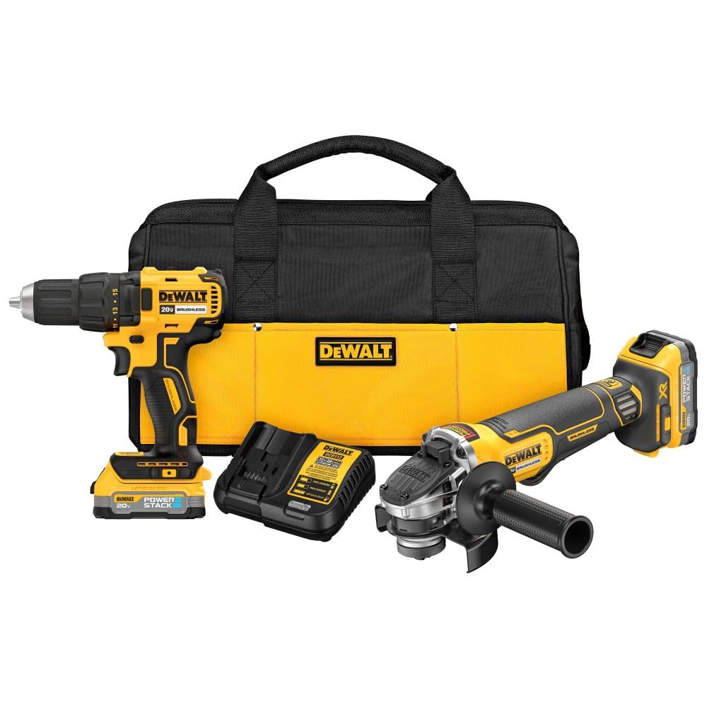 DEWALT 20V MAX Cordless Drill and Grinder Combo Kit with 2 Batteries & Charger (DCK231E2) - Perfect for DIY Projects, Home Repairs, and Professional Construction Work