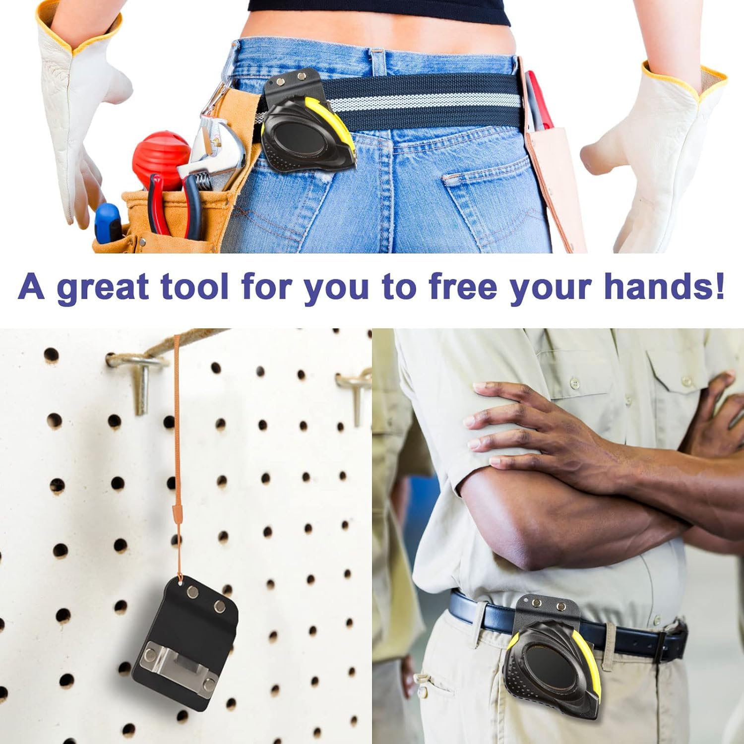 iGuerburn Tape Measure Holder - Tactical Belt Clip for Tape Measure, Low-Profile Tool Holster with Secure Clip - Perfect for Construction, Carpentry, DIY Projects & Work Pants Protection