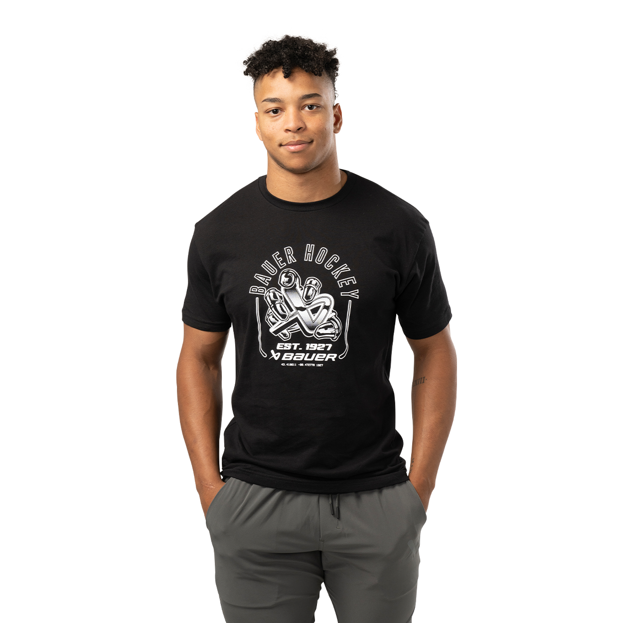 Bauer Short Sleeve Icon Grab Tee Senior - Comfortable Hockey Practice & Training Shirt for Men - Perfect for Ice Rink, Gym Workouts & Casual Wear