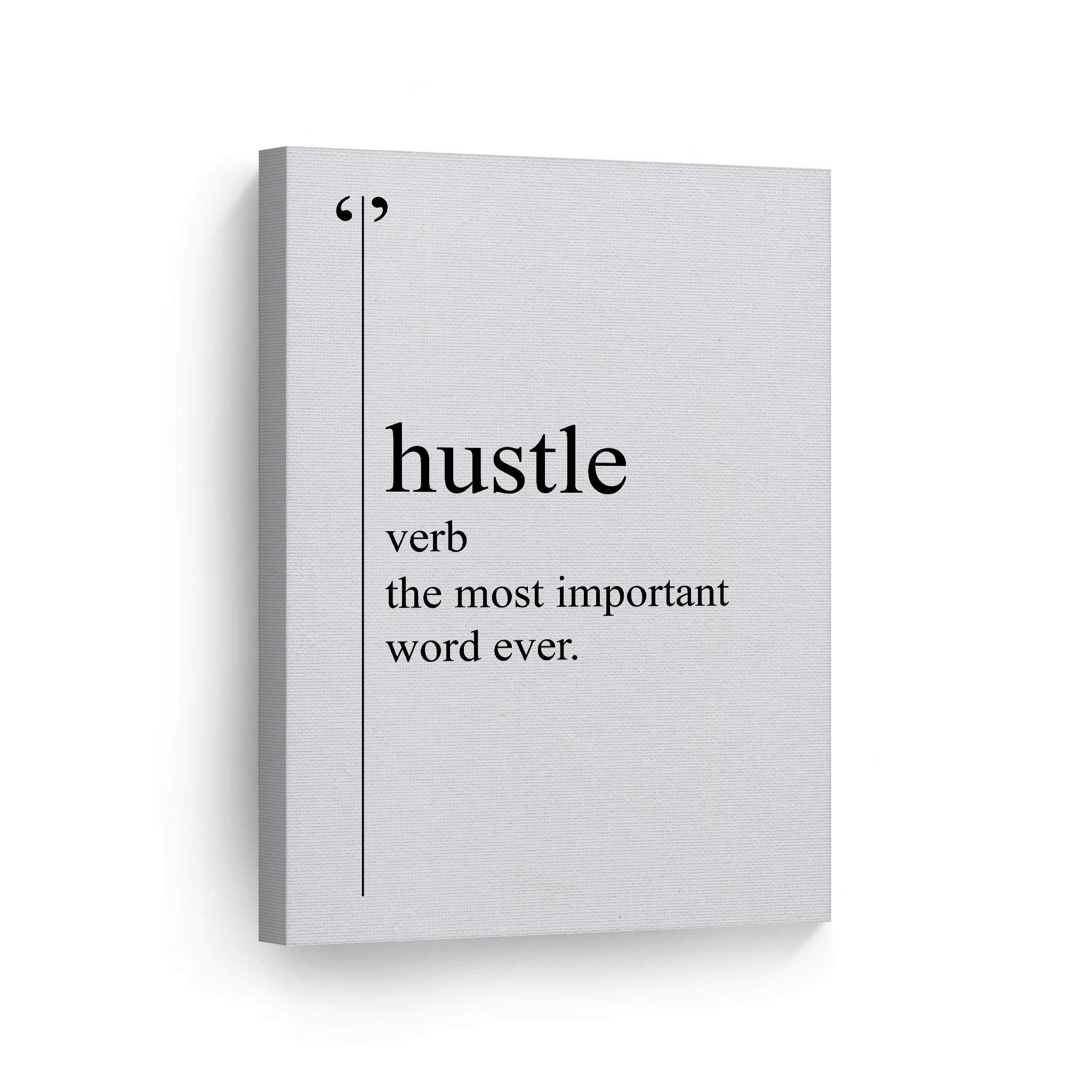 Smile Art Design Hustle Definition Black & White Dictionary Art - Motivational Canvas Wall Art for Office & Living Room - Inspirational Entrepreneur Quote Print - Ready to Hang 40x30 - Perfect Gift for Home Decor & Workspace Motivation