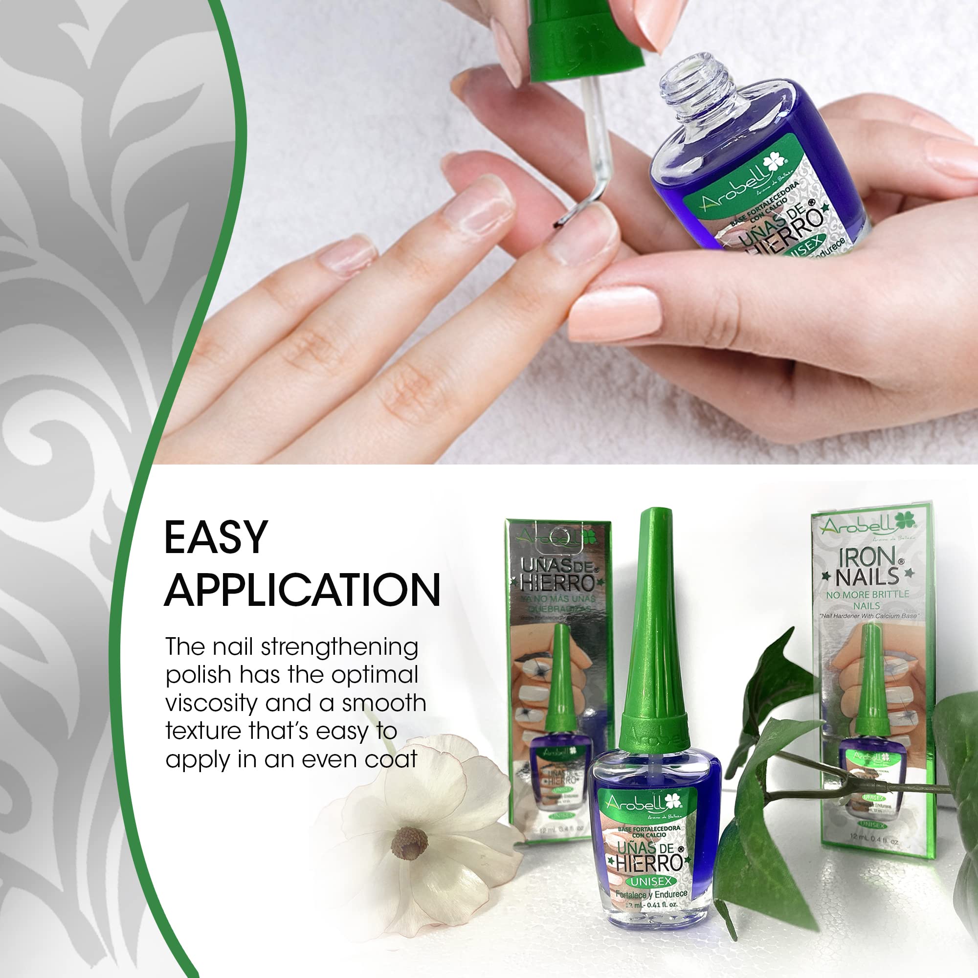 Best Iron Nail Hardener for Strong & Healthy Nails - 0.4oz Unisex Nail Strengthener - Perfect for Brittle Nails Care at Home or Salon