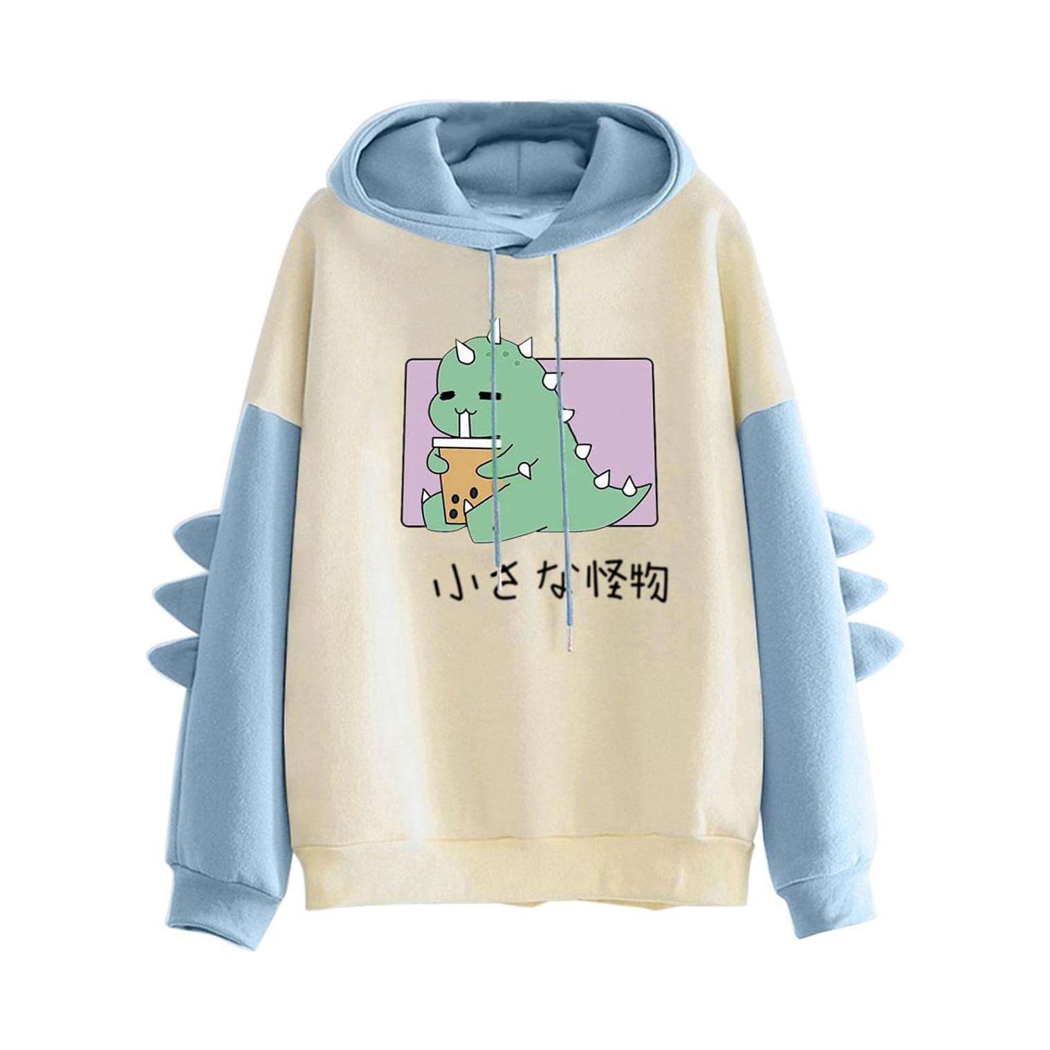 INNOVIERA Plus Size Women's Dinosaur Hoodie - Cute Kawaii Cartoon Pullover Sweatshirt for Casual Wear | Perfect for Everyday Outfits, College Campus Style & Cozy Loungewear