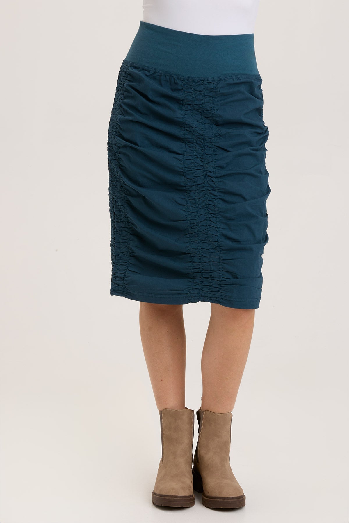 High Waist Midi Skirt for Women - Stretchy A-Line Pencil Skirt with Side Slits - Perfect for Office, Date Night & Casual Outfits