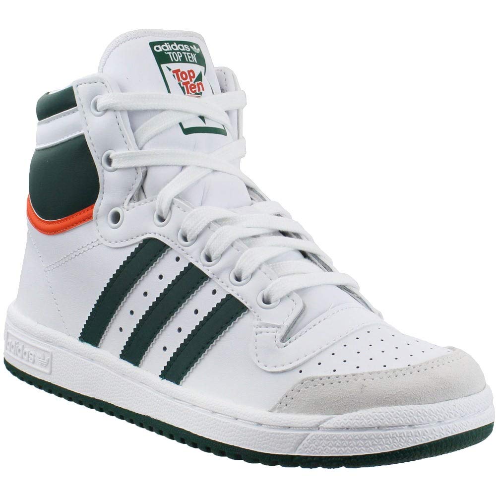 Adidas Kids Top Ten Sneaker - Big Kid Size 4.5 | White Green Orange Athletic Shoes for Boys & Girls | Comfortable Running & Casual Wear for School & Play