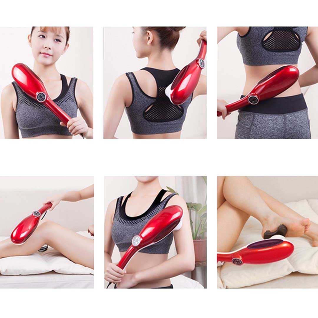 2X 6-Heads Portable Handheld Massager - Deep Tissue Muscle Massager for Shoulder, Neck & Back Pain Relief - Rechargeable Electric Massage Gun for Improved Blood Circulation (Yellow) - Perfect for Home, Office & Travel Use
