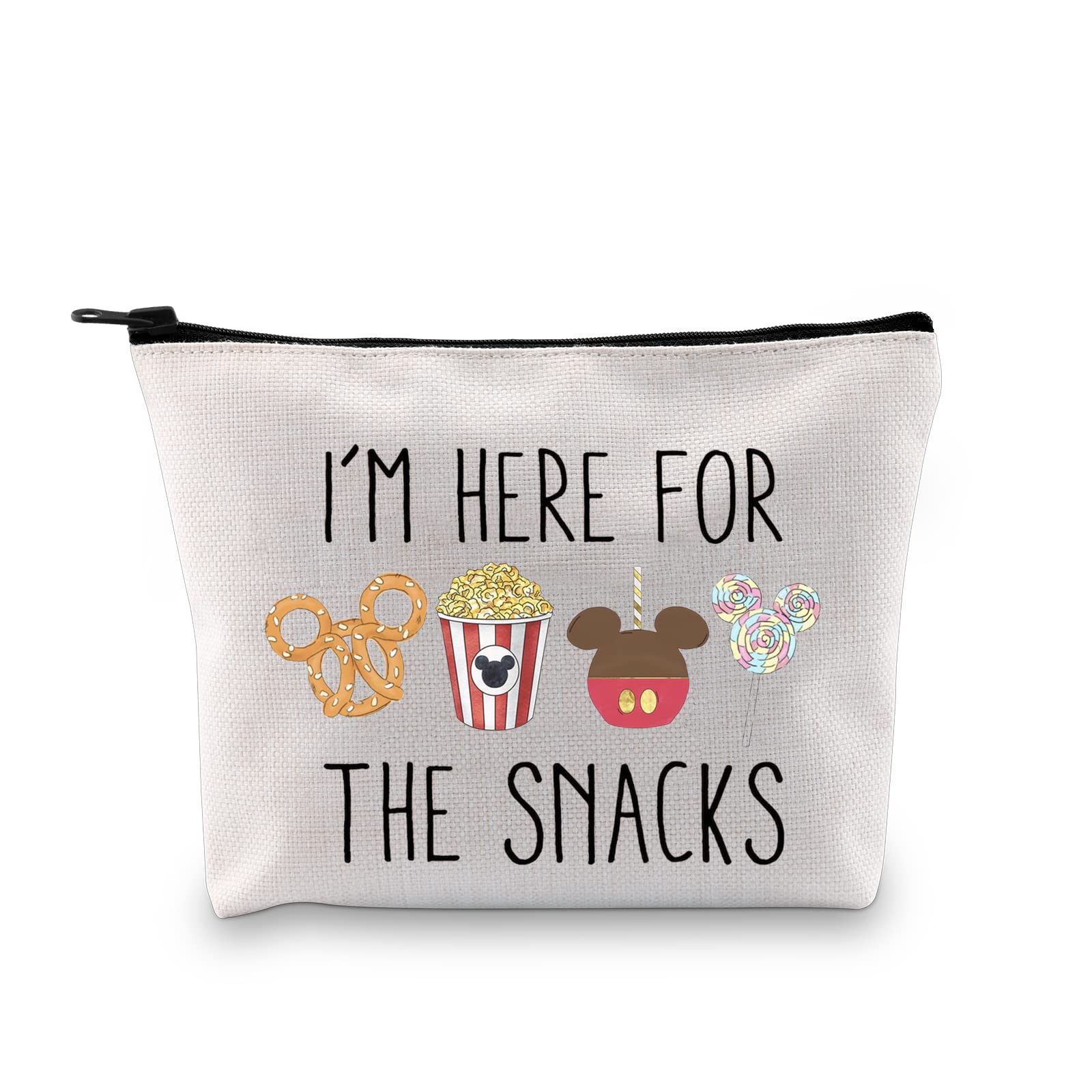 GJTIM Snacks Lover Gift Set - Reusable Insulated Travel Snack Bag with Zipper Pouch for Family Vacations, Picnics & Road Trips - Perfect for Storing Snacks, Makeup & Essentials - Cute 'I'm Here For The Snacks' Design