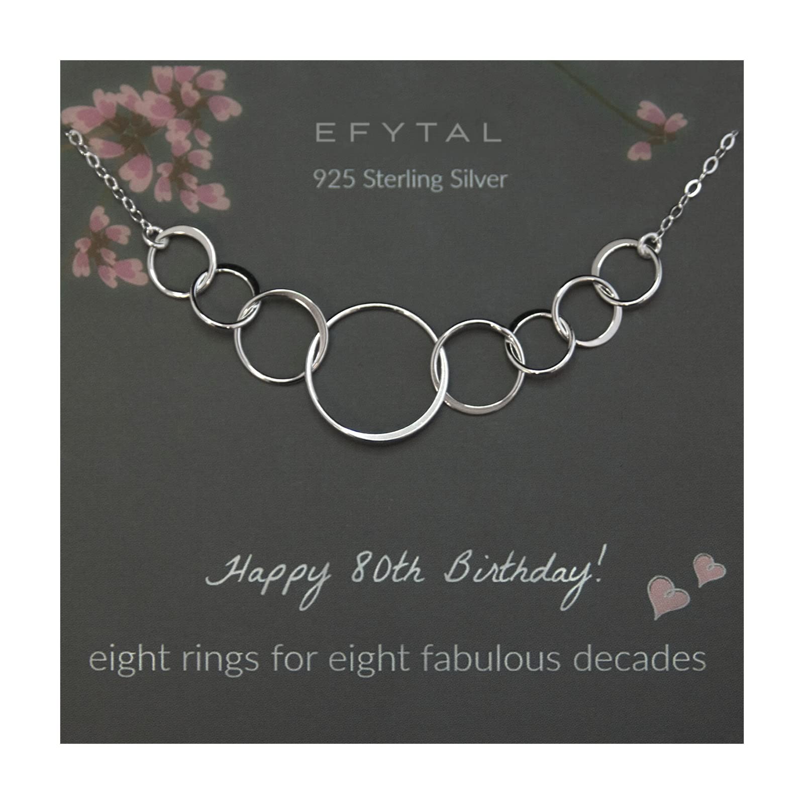 EFYTAL Sterling Silver Eight Circle Necklace - Elegant 80th Birthday Gift for Women, 80 Year Old Birthday Present, Party Decoration | Perfect for Milestone Celebrations, Anniversaries & Special Occasions