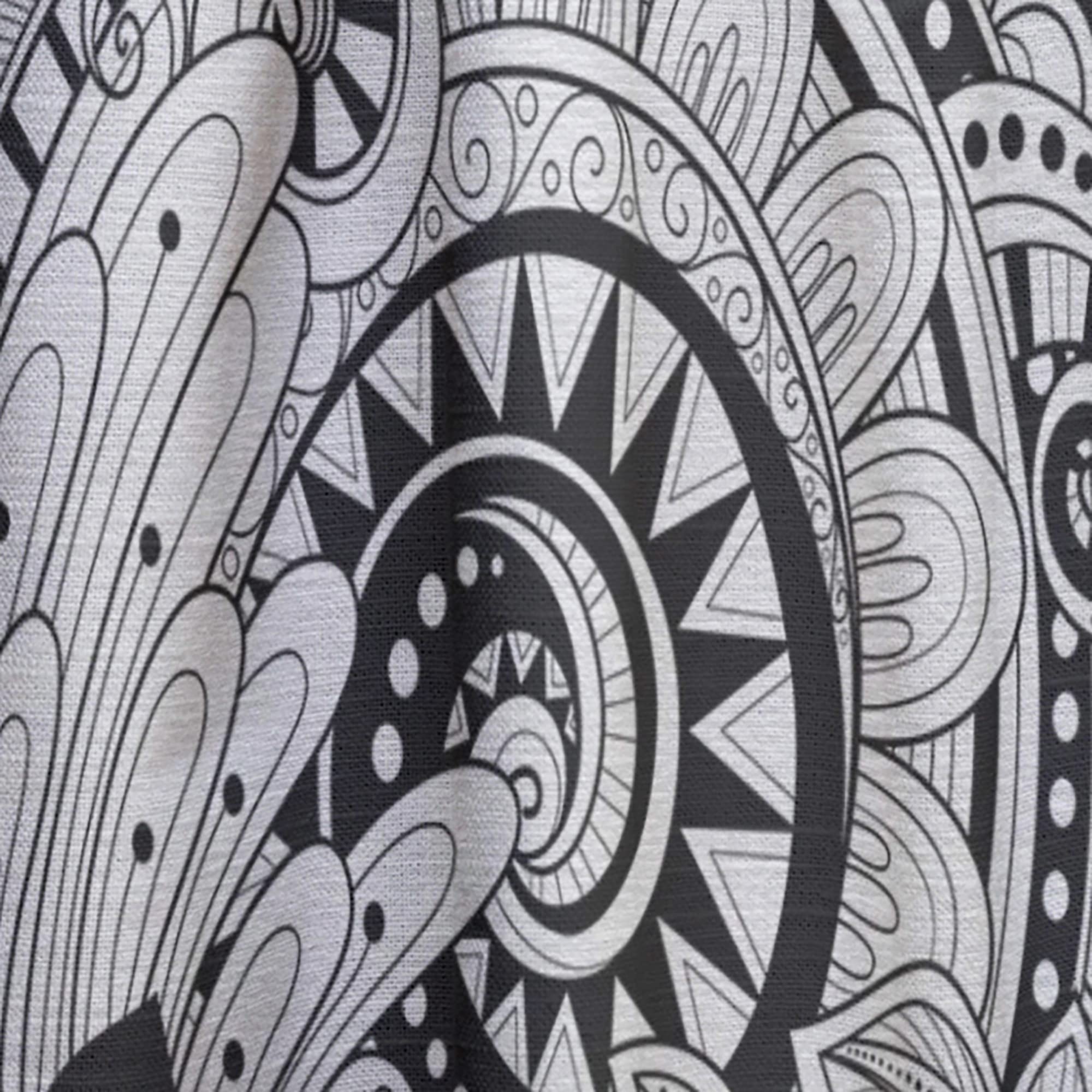 Monochrome Abstract Floral Pattern Thermal Insulated Curtains - Single Panel 52x84 - Blackout Drapes for Bedroom & Living Room - Perfect for Home Decor, Privacy & Energy Efficiency