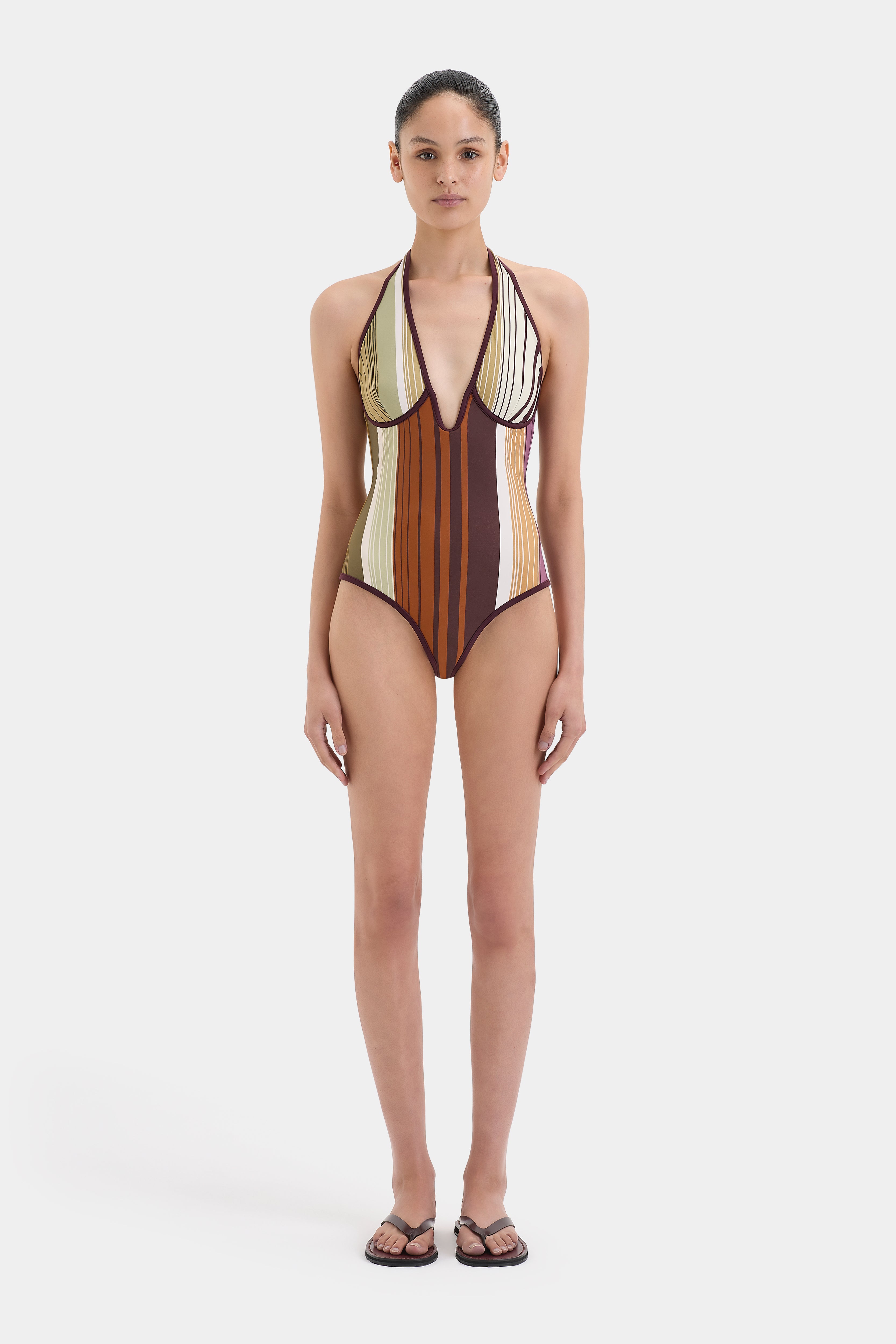 Fontana Halter One Piece Swimsuit - Women's Sexy High Cut Monokini Bathing Suit for Beach, Pool, and Summer Vacations