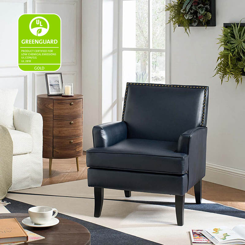 Fatima Vegan Leather Armchair - Modern PU Leather Lounge Chair for Living Room, Office & Bedroom - Eco-Friendly Faux Leather Accent Chair with Sturdy Metal Legs