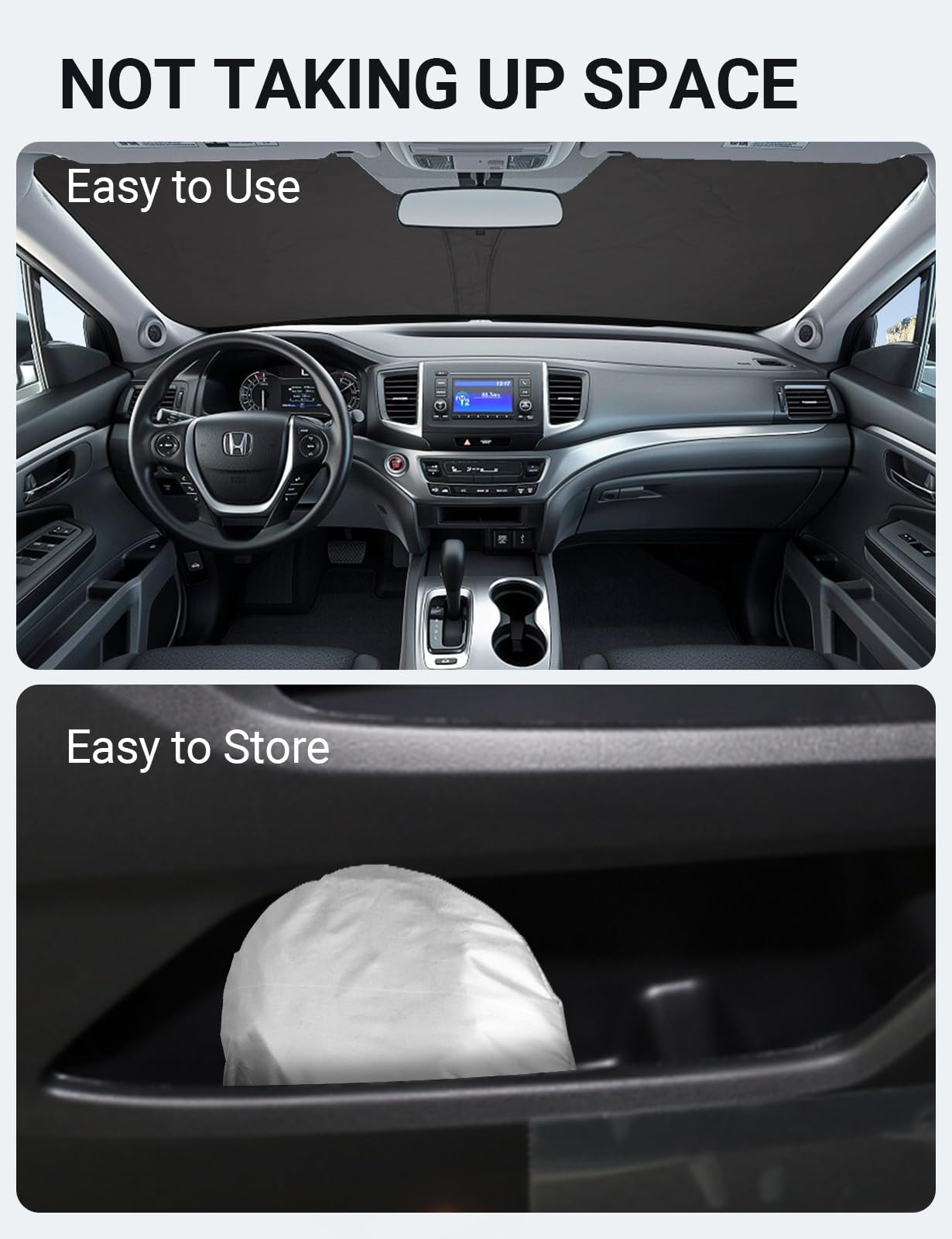 Proadsy Foldable Front Windshield Sun Shade Protector - Custom Fit for 2017-2025 Honda Ridgeline Crew Cab | UV Protection & Heat Shield | Perfect for Summer Parking & Road Trips