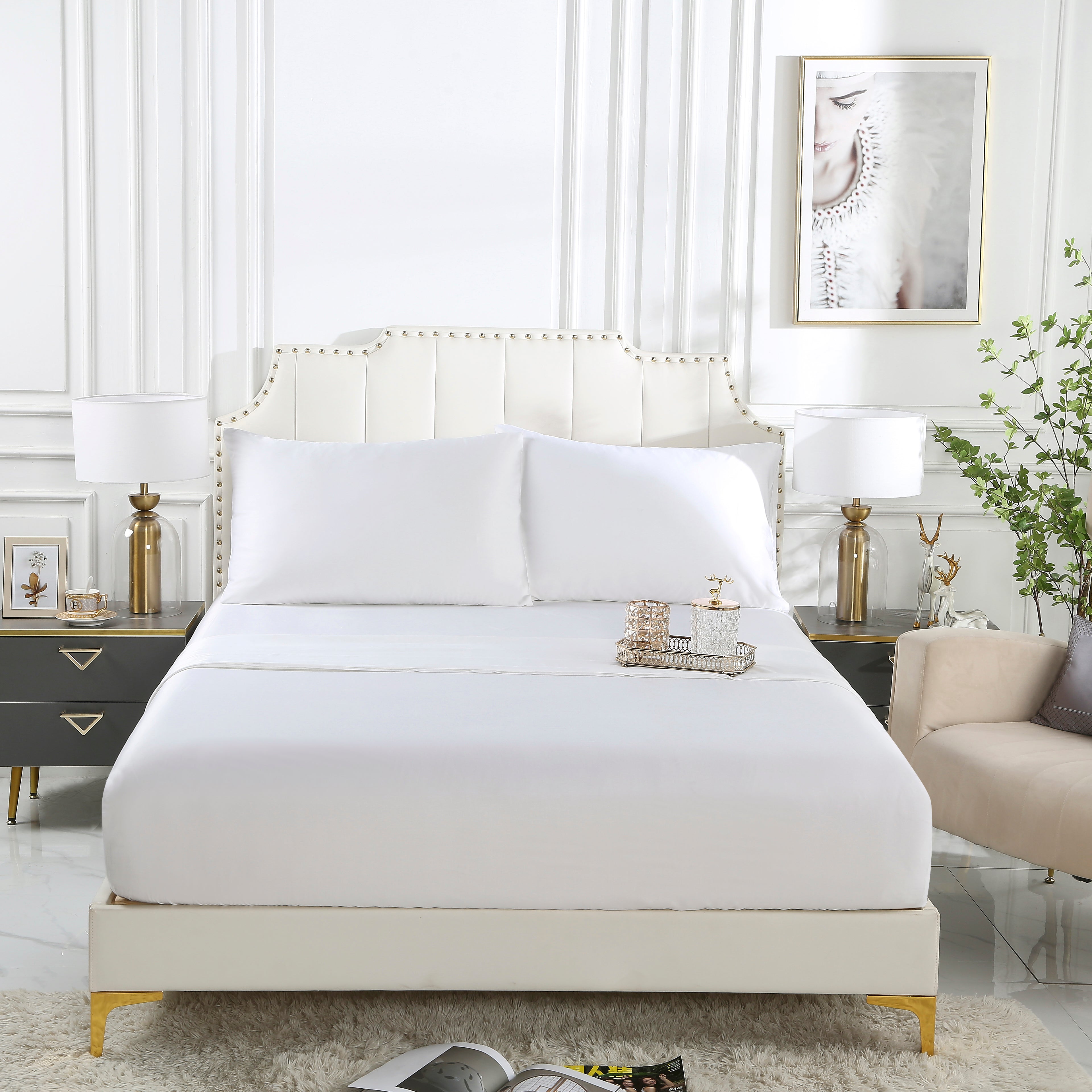 100% Organic Bamboo Sheets Queen Size - 4 Piece Bed Sheet Set | Soft, Breathable & Hypoallergenic | Perfect for Hot Sleepers & Eco-Friendly Homes